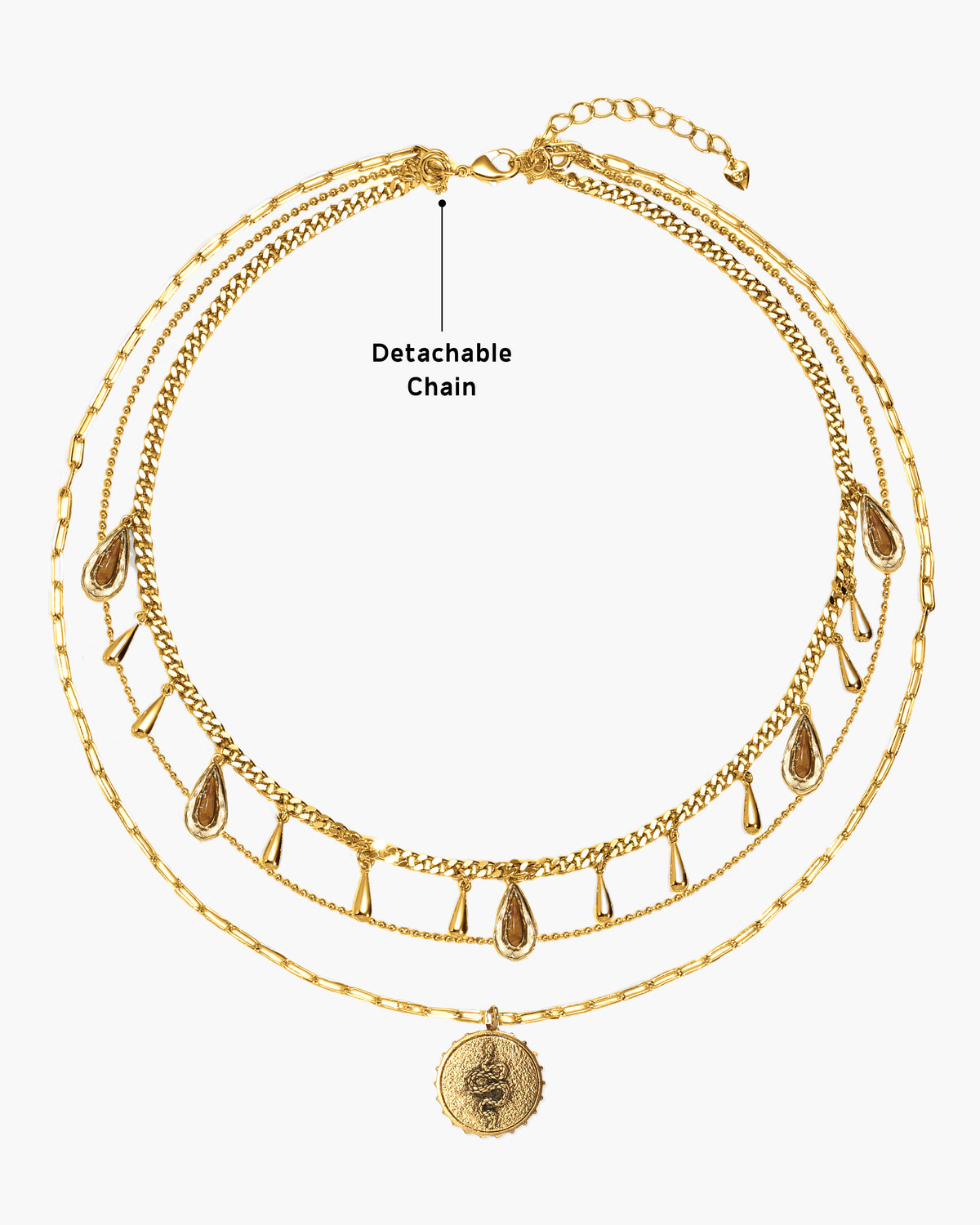 Second Skin Detachable Layered Snake Coin Necklace - En Route Jewelry