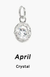 Geburtsstein-Charm aus Silber – April – Kristall