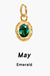 Charm de piedra de nacimiento en oro - mayo - esmeralda