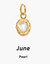 Charm de piedra de nacimiento en oro - junio - perla
