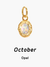 Charm de piedra de nacimiento en oro - octubre - ópalo