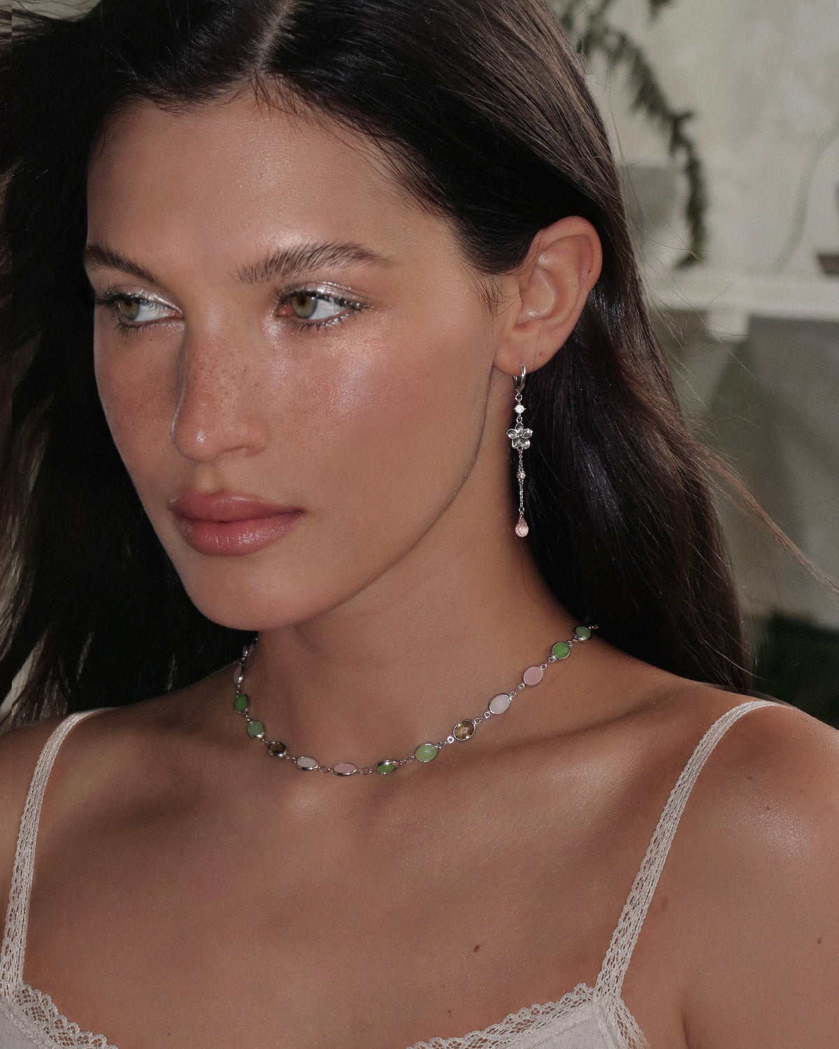 Petal Drop Earrings in Silver