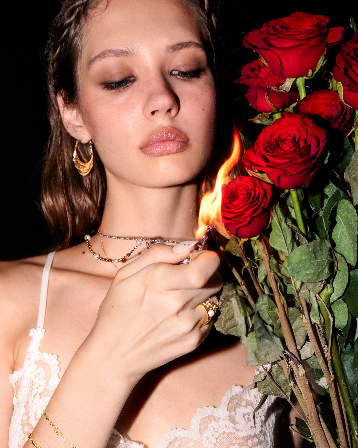 Liquid Shell Hoop Earrings in Gold - en route jewelry