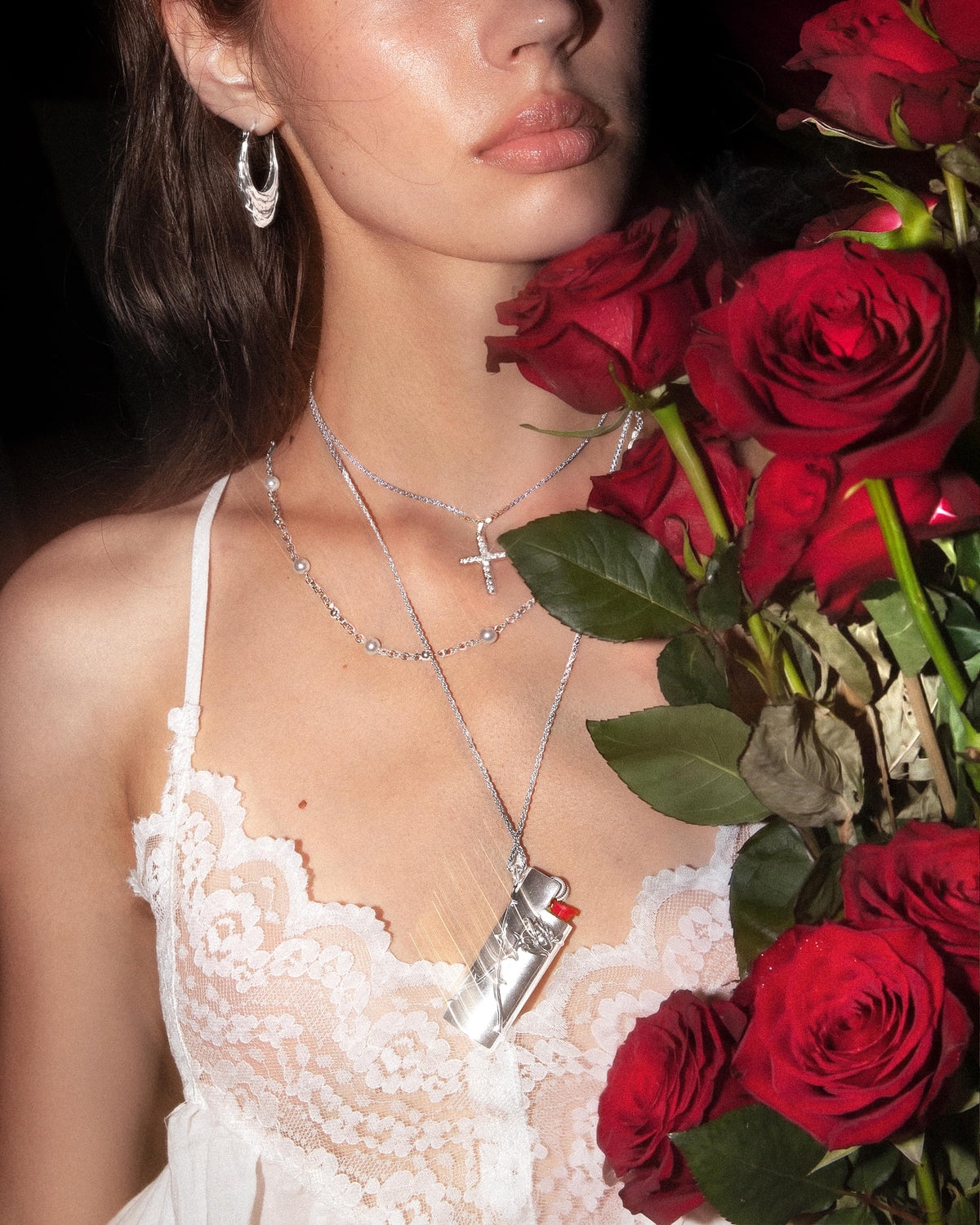 Liquid Shell Hoop Earrings in Silver - en route jewelry