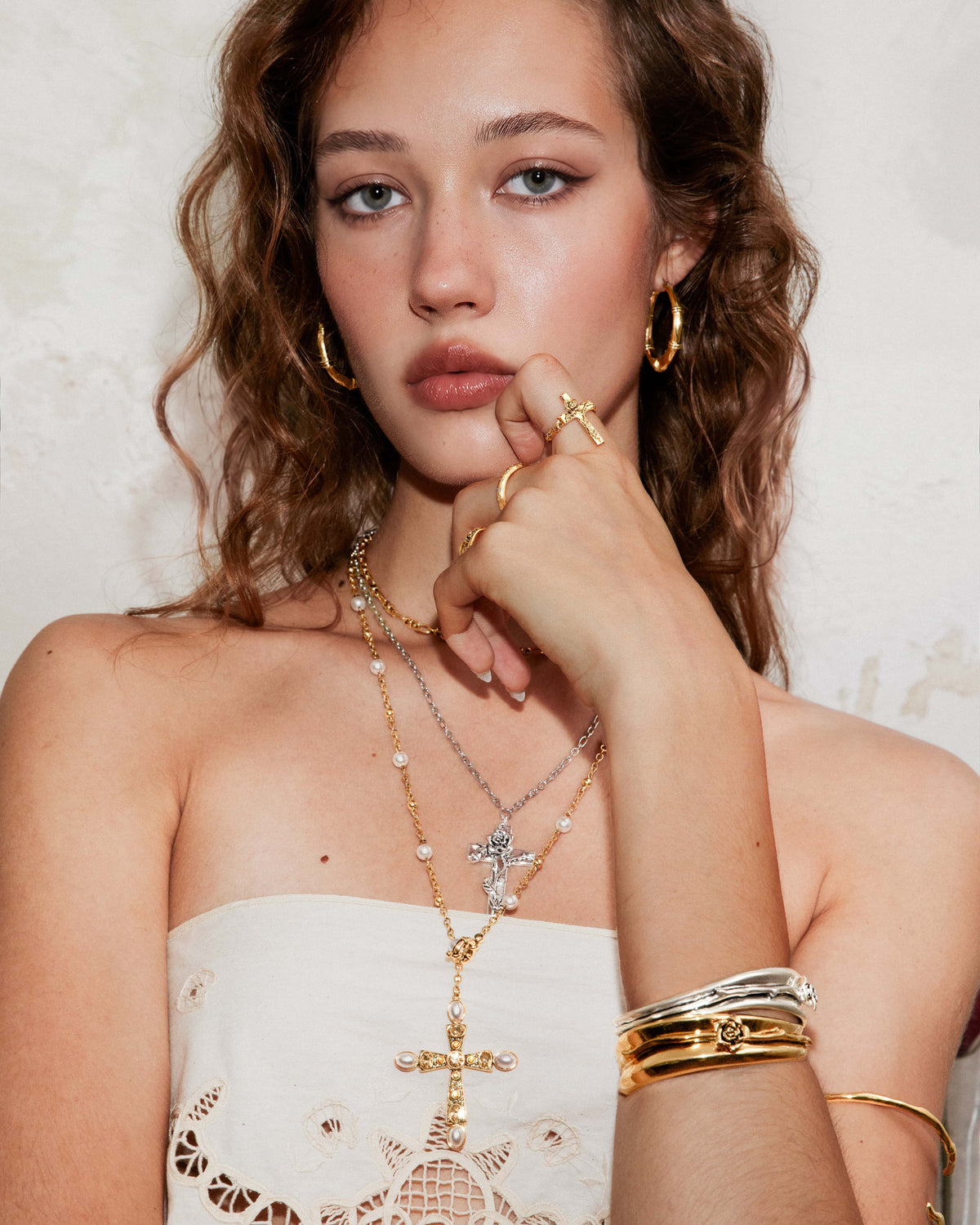 Wild Rose Cross Ring in Gold - en route jewelry
