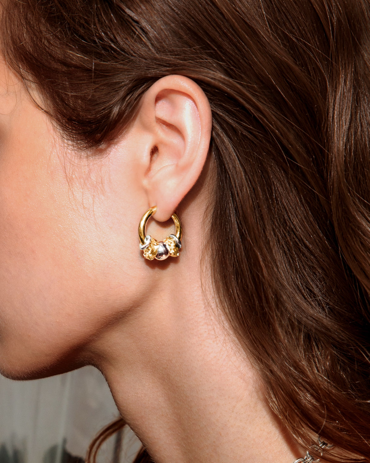 Rosa Spike Charm Hoop Earrings in Gold - en route jewelry
