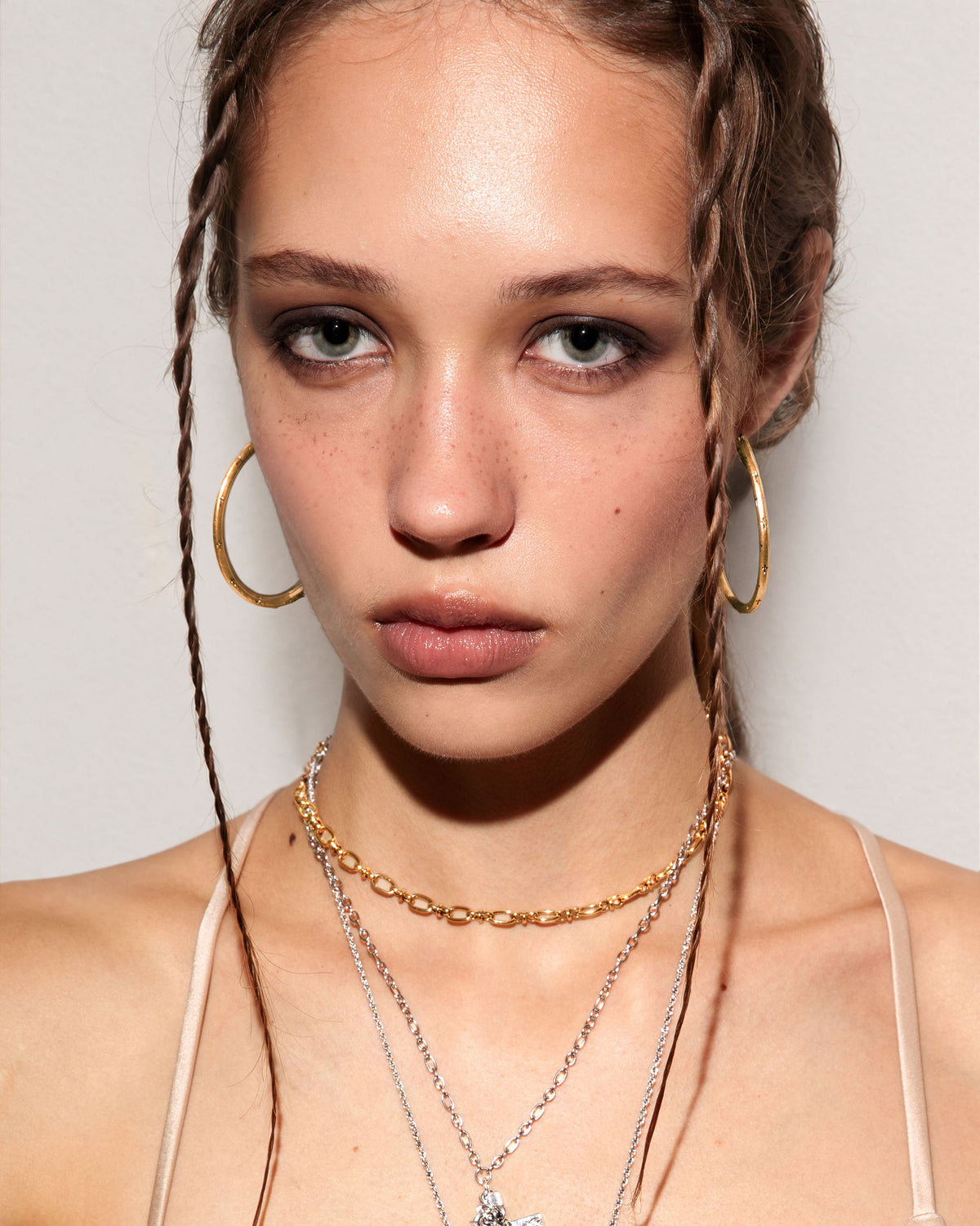 Cross Engraved Large Hoops in Gold - en route jewelry