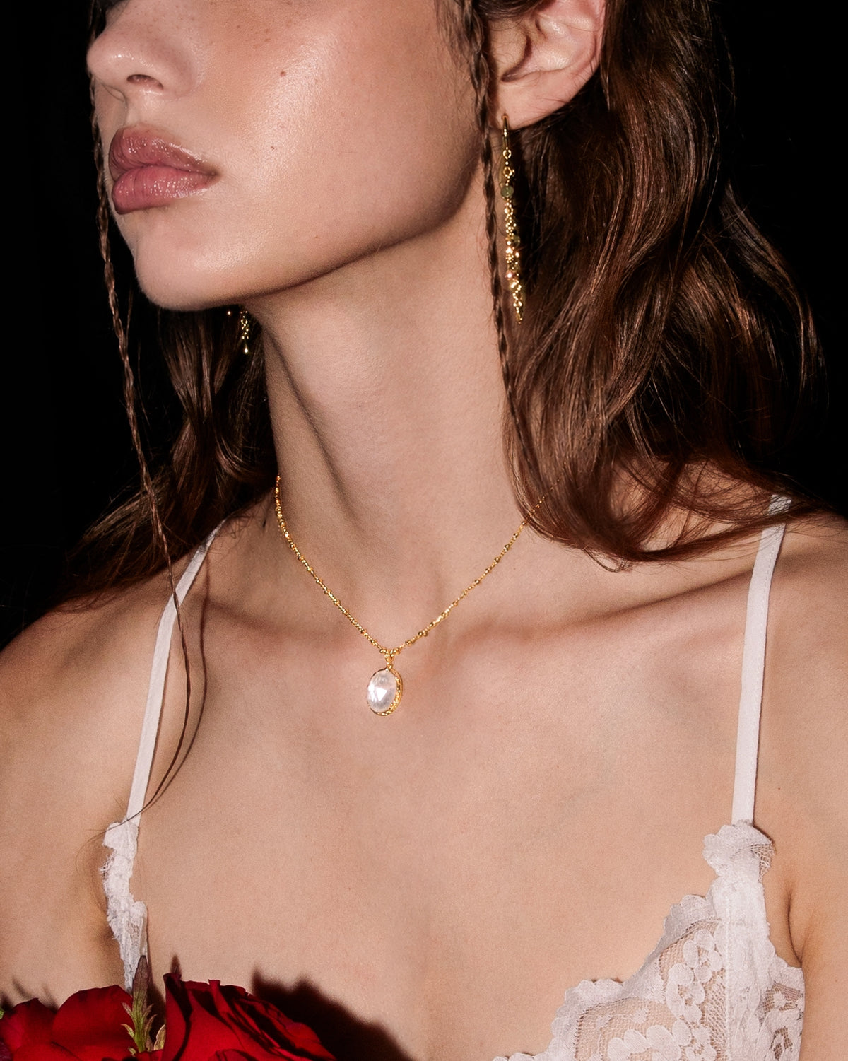 Crystal Cut Mother of Pearl Necklace - en route jewelry