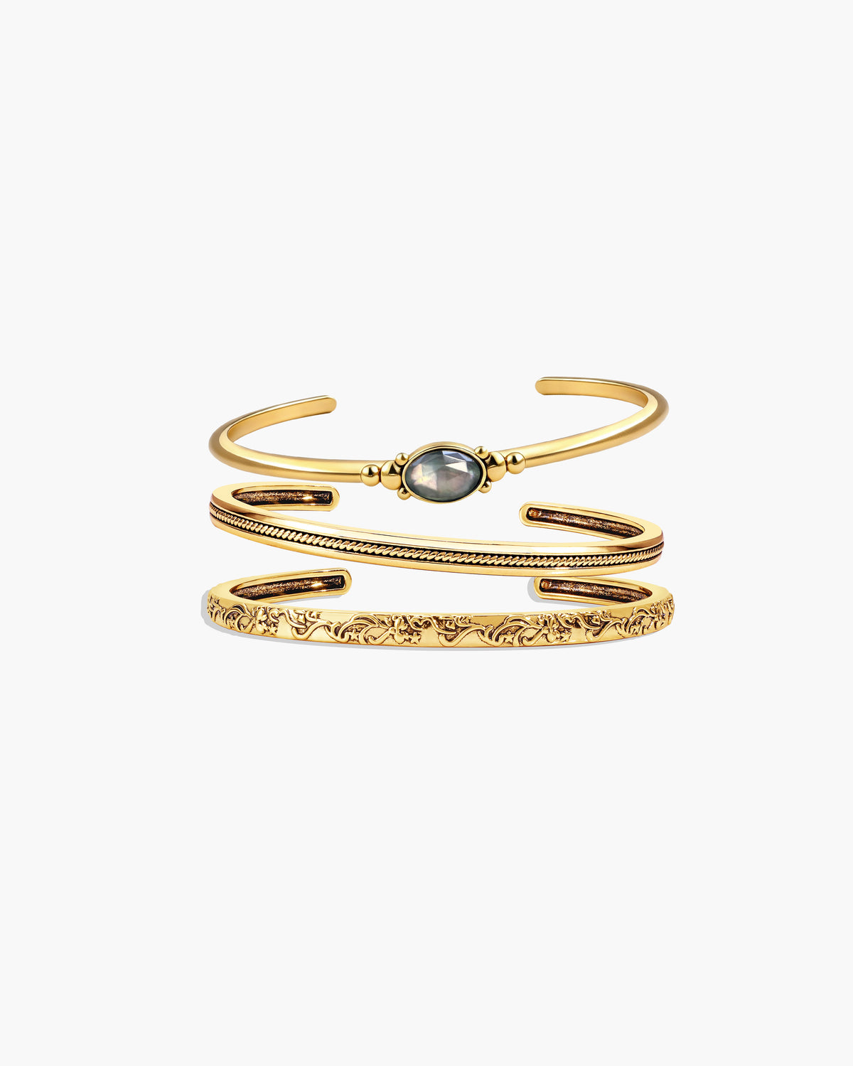 Orchid Stacking Bangle Set in Gold - en route jewelry