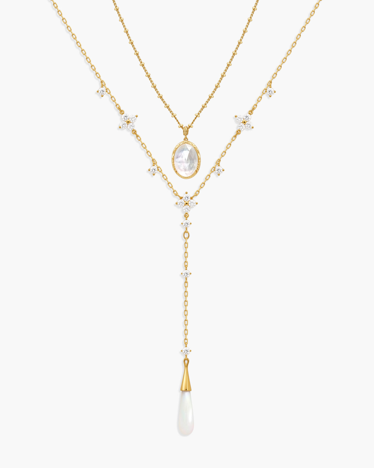 Fleur Mother of Pearl Lariat Necklace