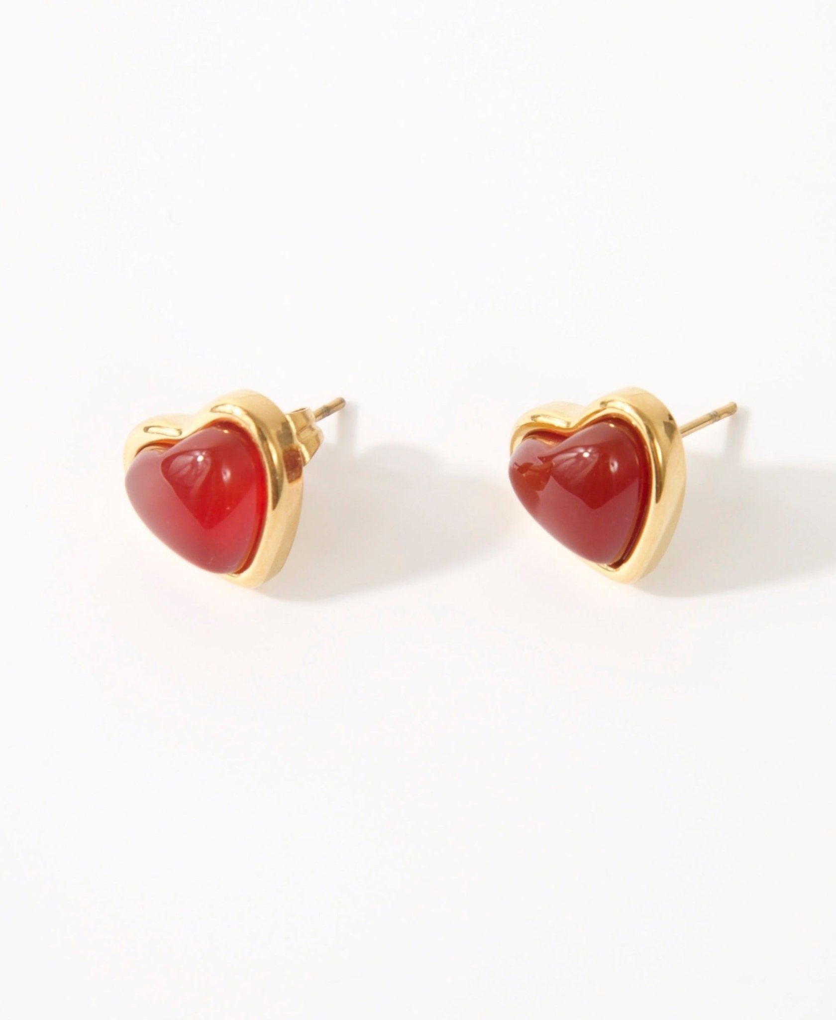 Carnelian Stone Heart Earrings
