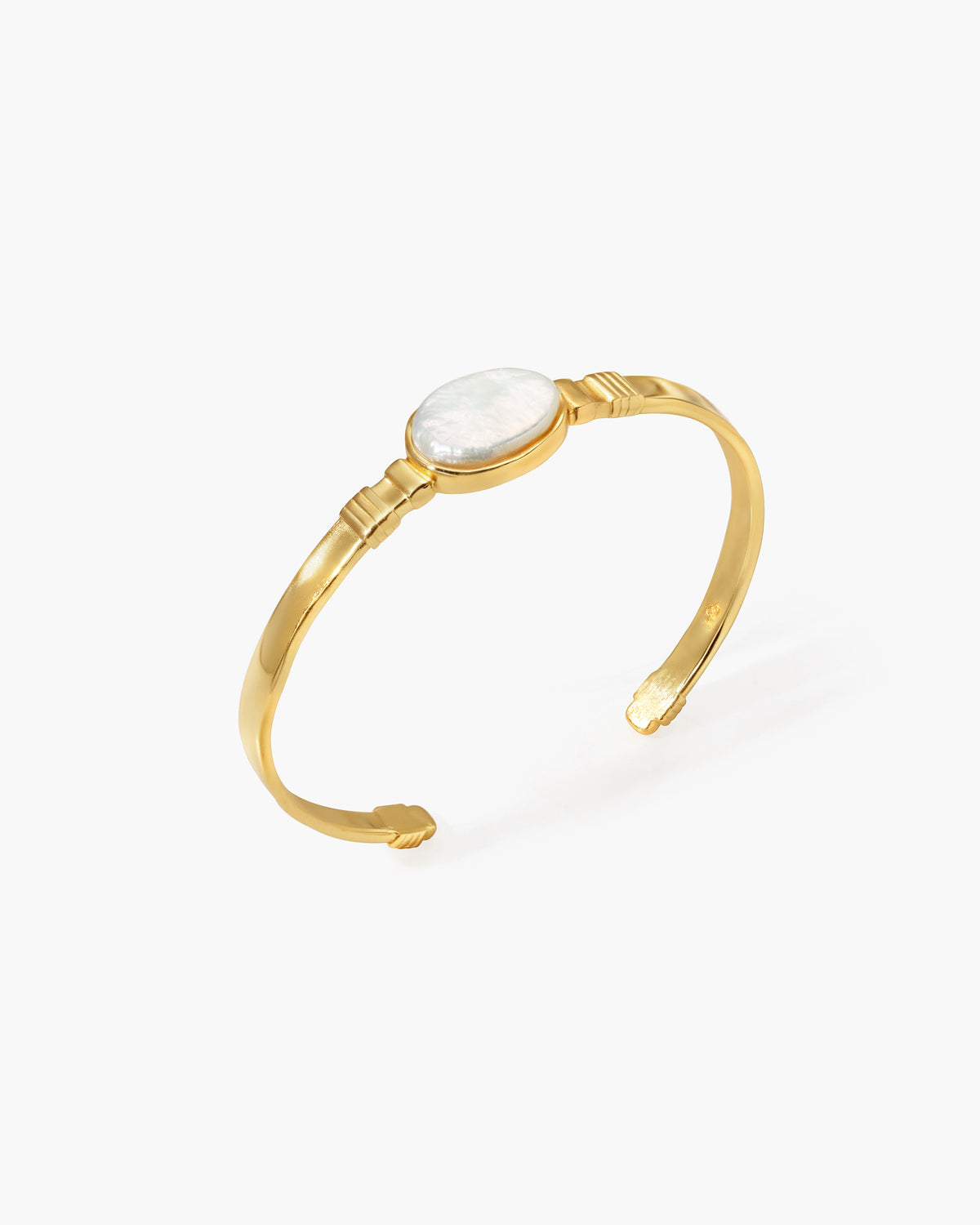 Liquid Oval Pearl Bangle in Gold - En Route Jewelry