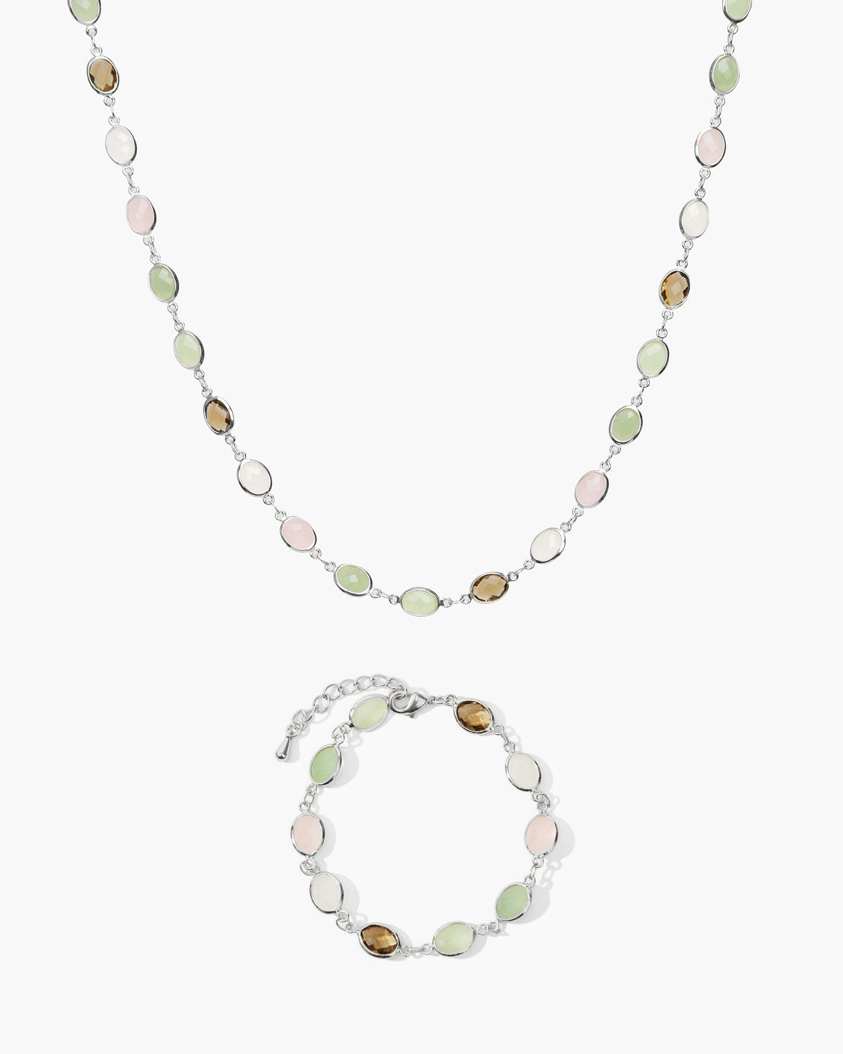 Zestaw: naszyjnik i bransoletka Whimsical Romance z kamieniem w srebrze