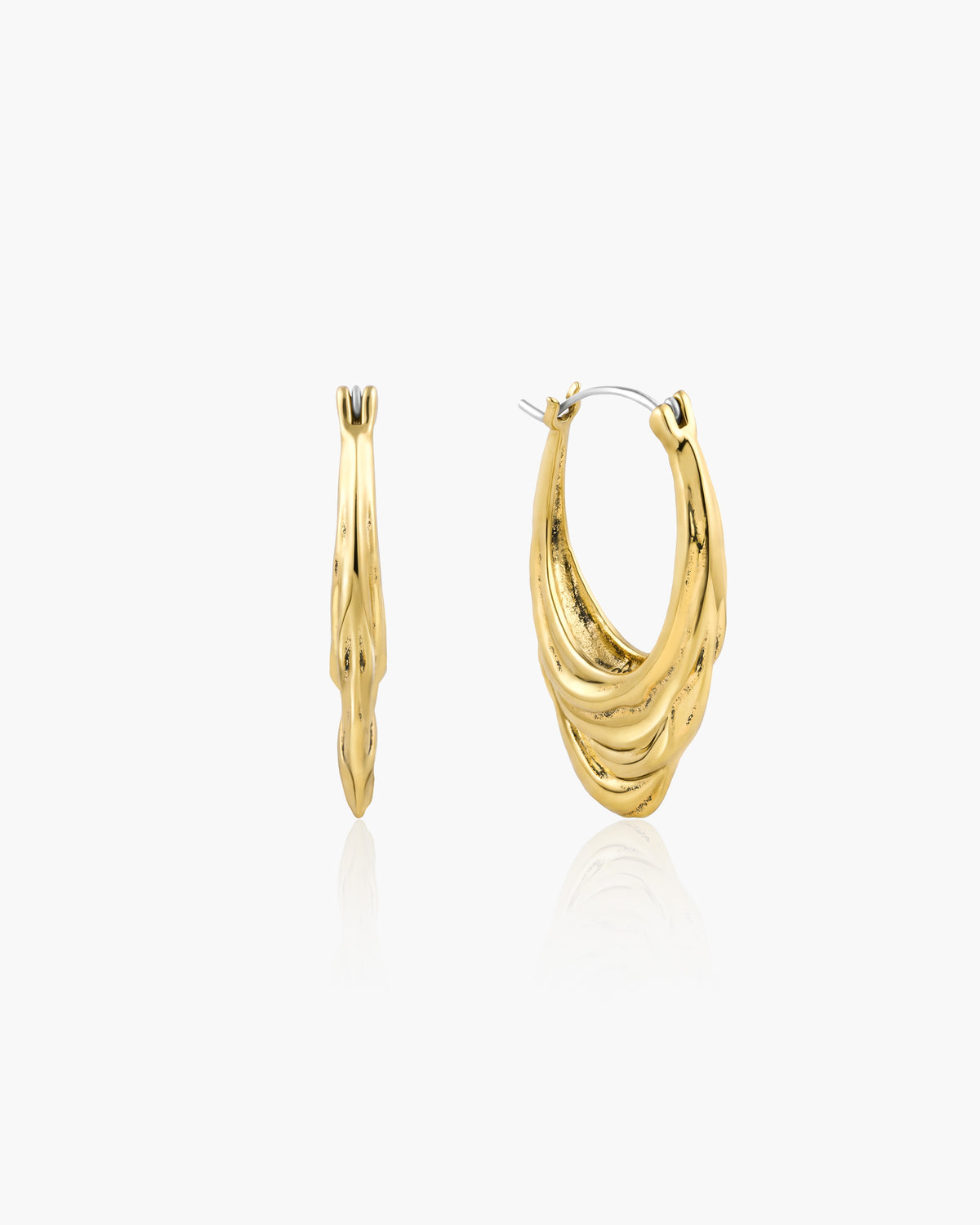 Liquid Shell Hoop Earrings in Gold - en route jewelry