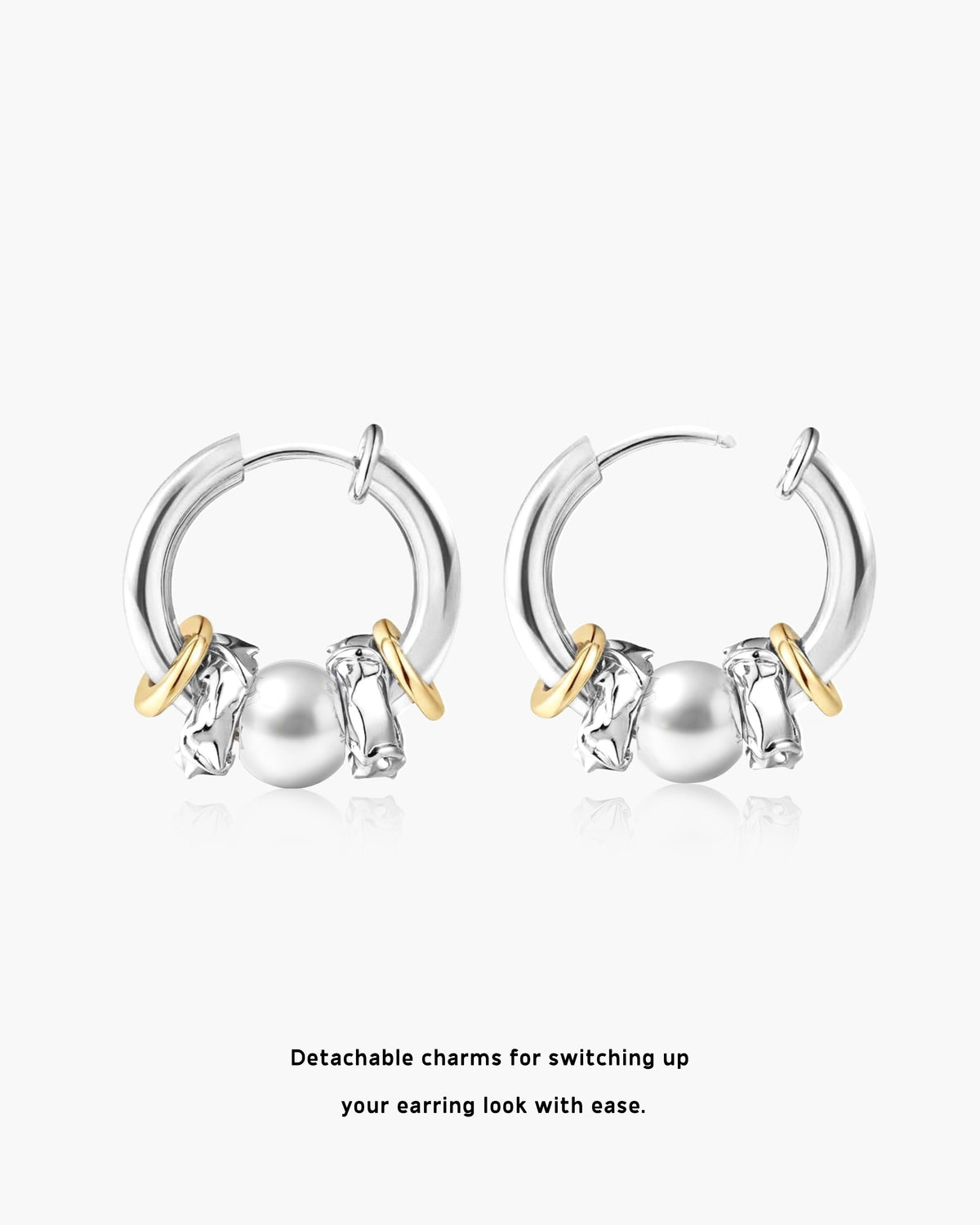 Rosa Spike Charm Hoop Earrings in Silver - en route jewelry