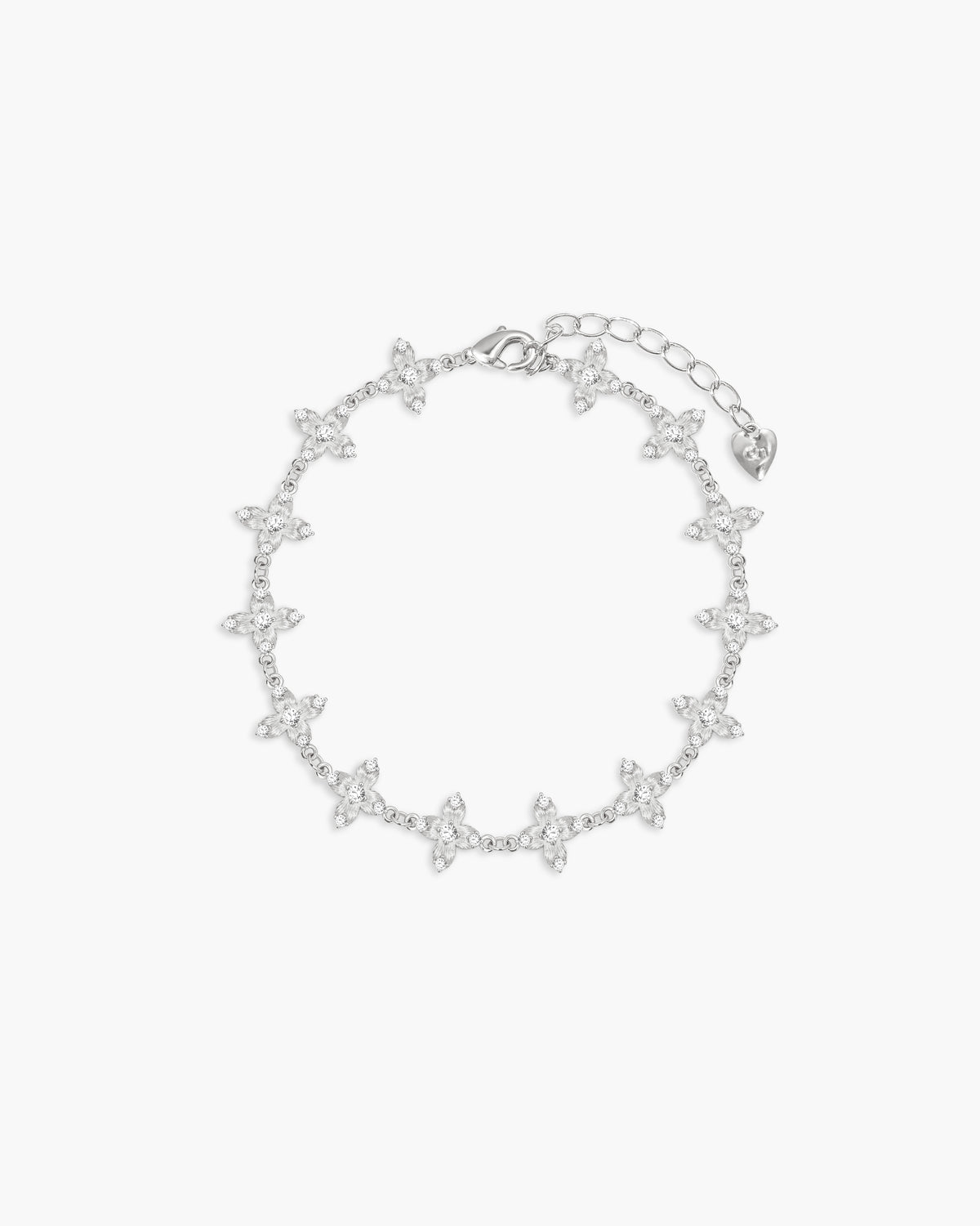 Lucky Clover Brushed Link Bracelet in Silver