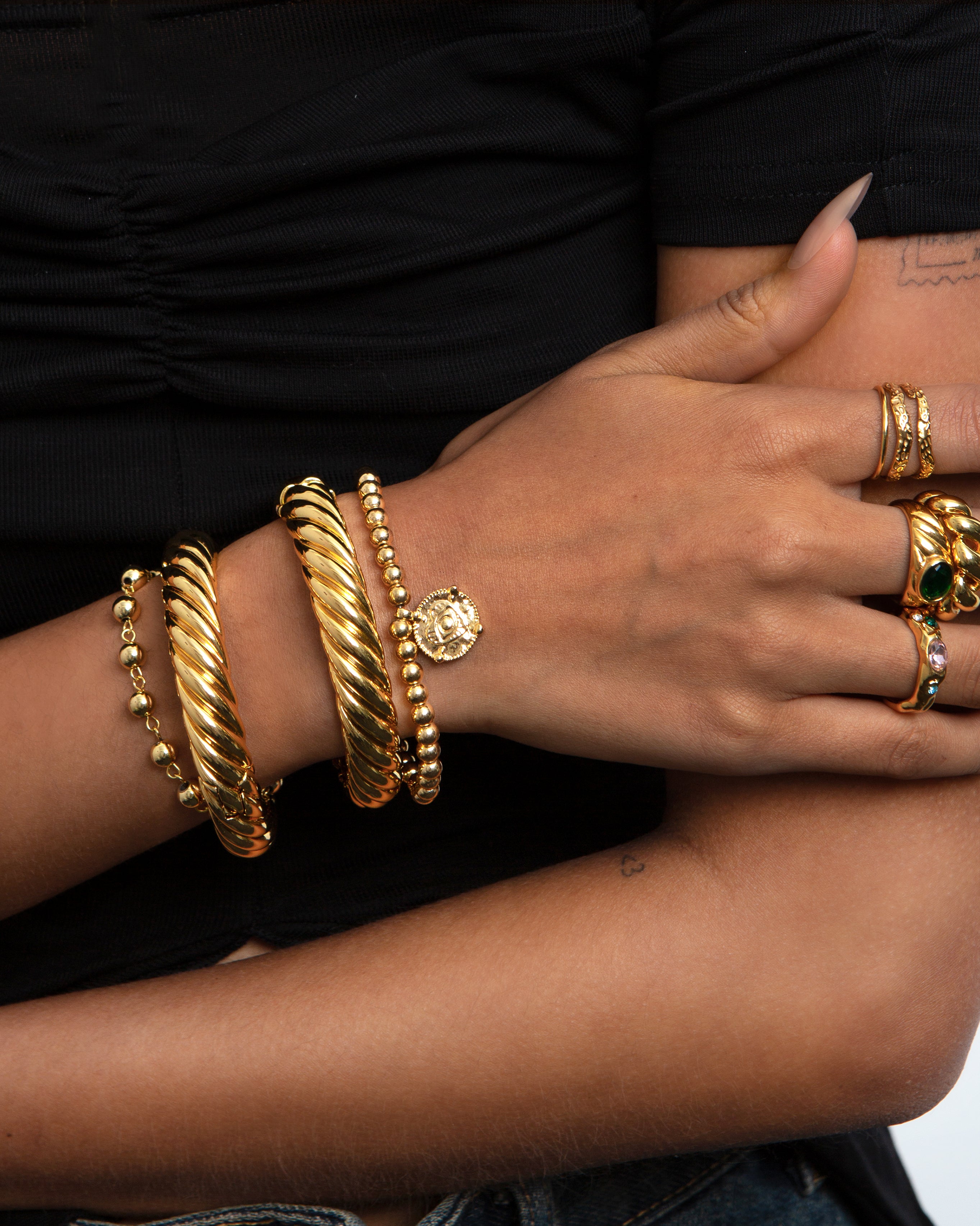 Gold Chunky Braided Bangle