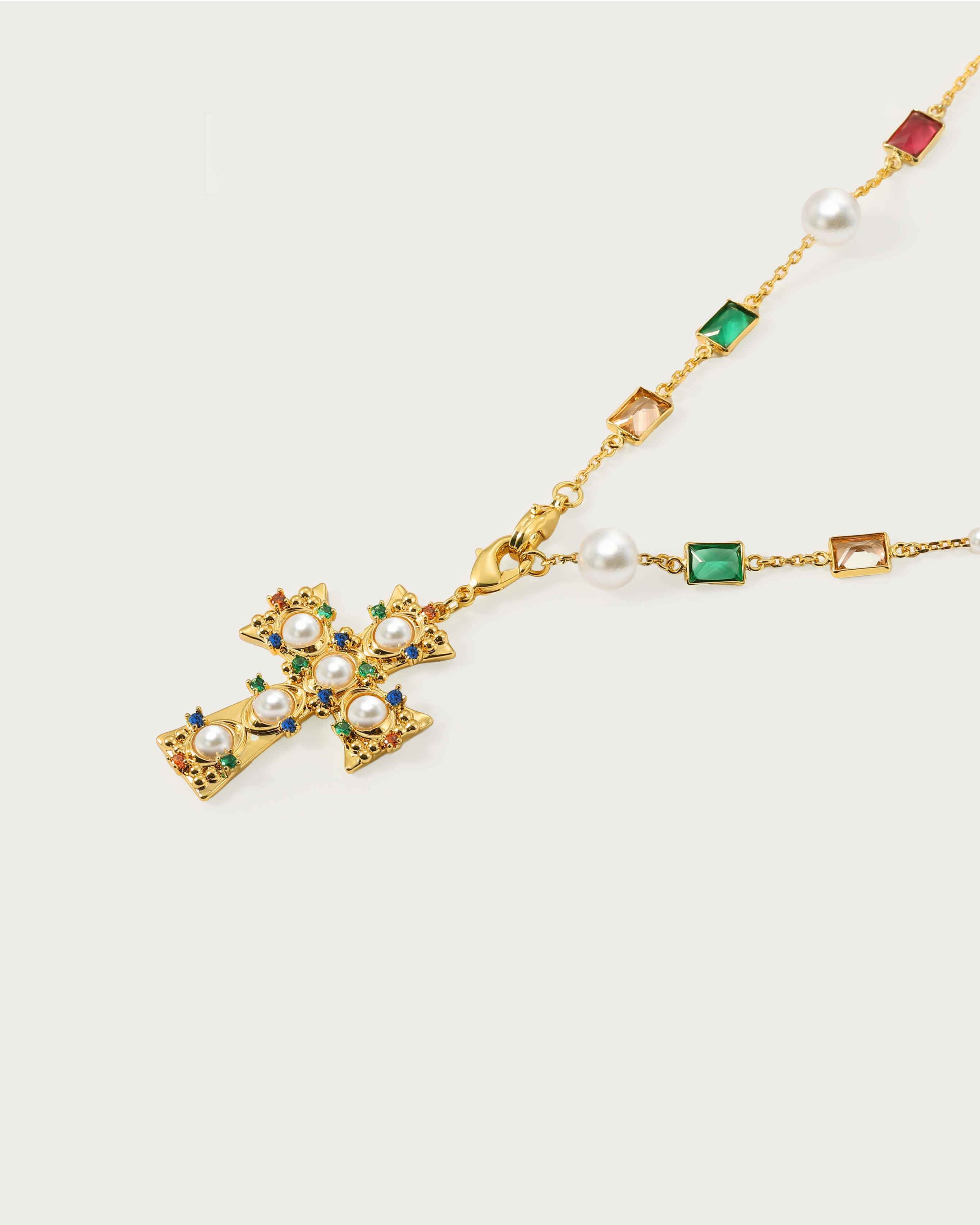 Collier Croix de Perles Amant d'Hélios