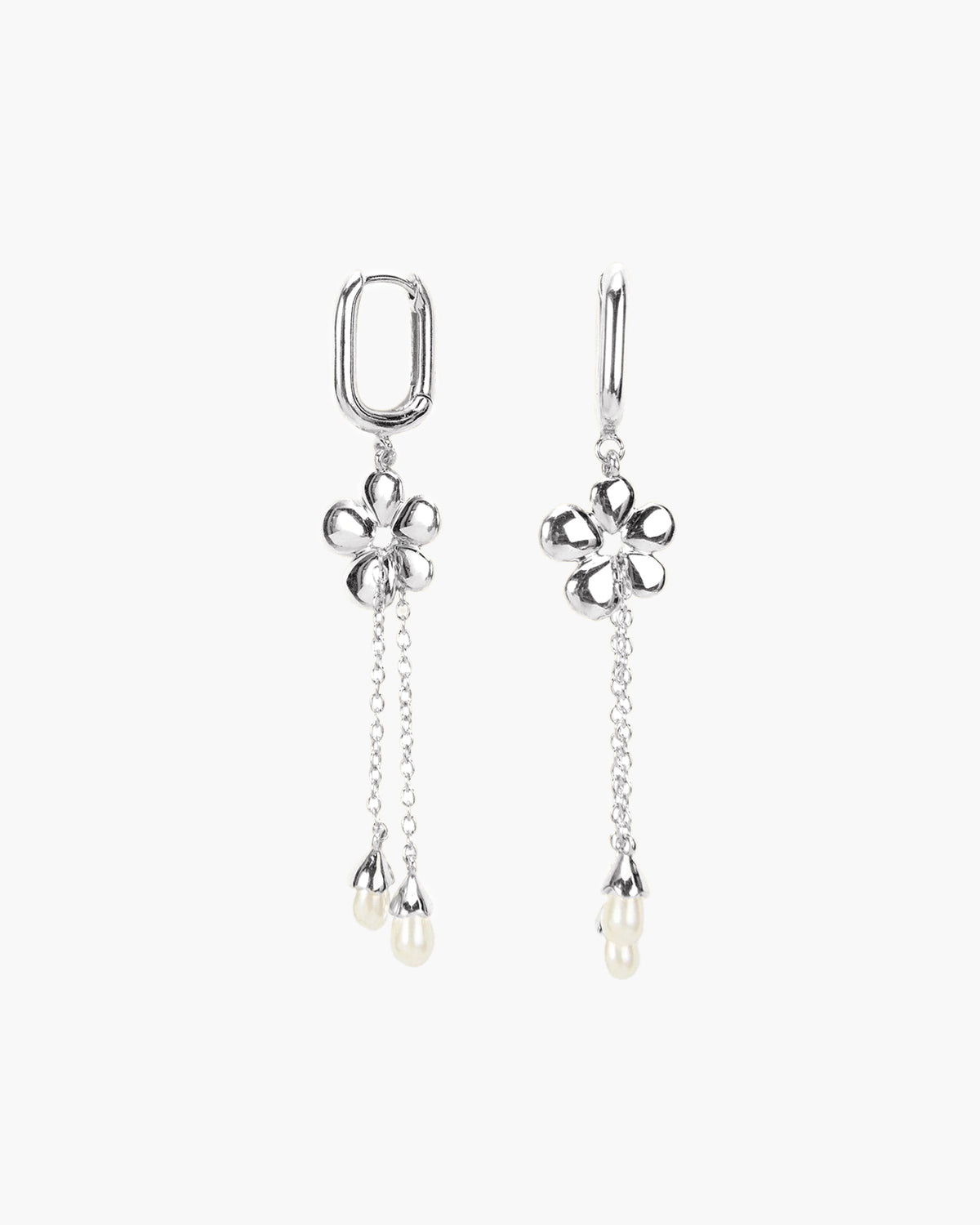Camille Flower Drop Earrings in Silver