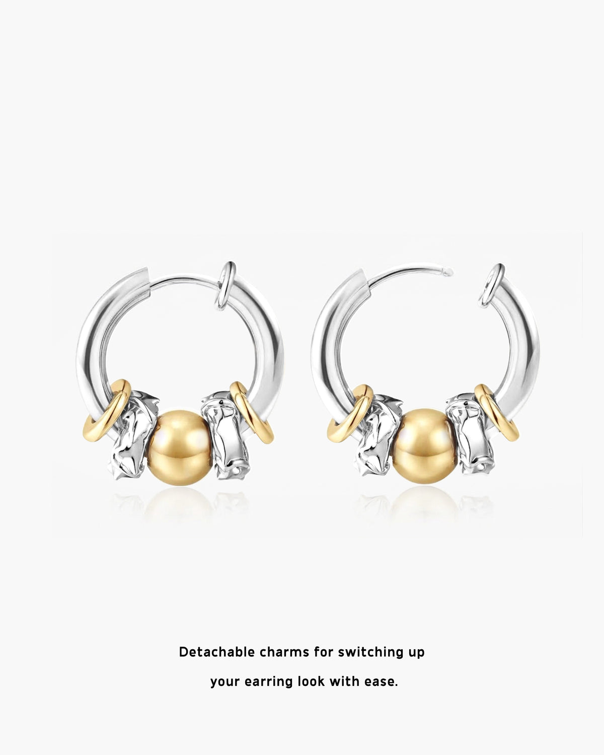Rosa Spike Charm Hoop Earrings in Silver - en route jewelry