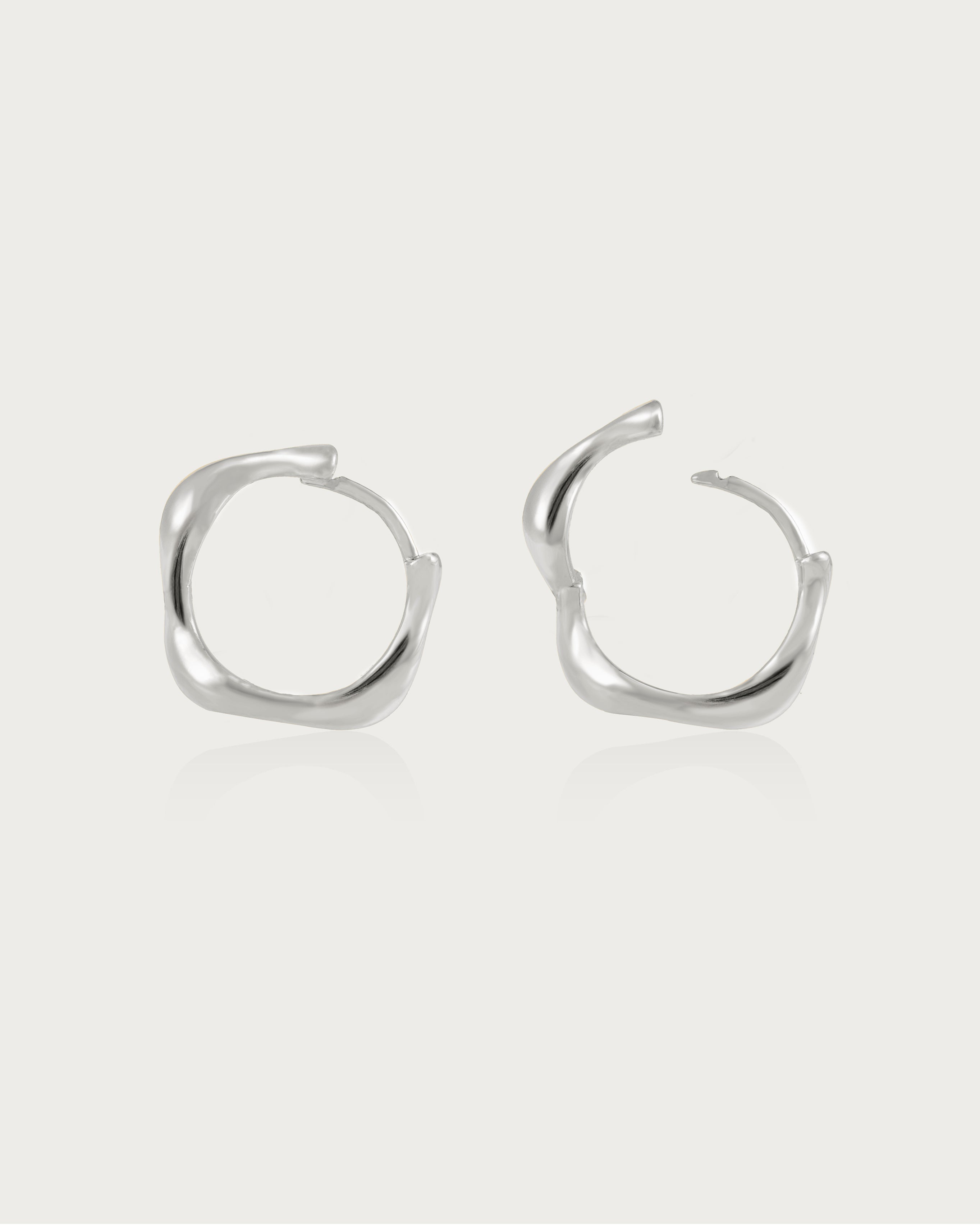 Silver Wave Hoop Earrings