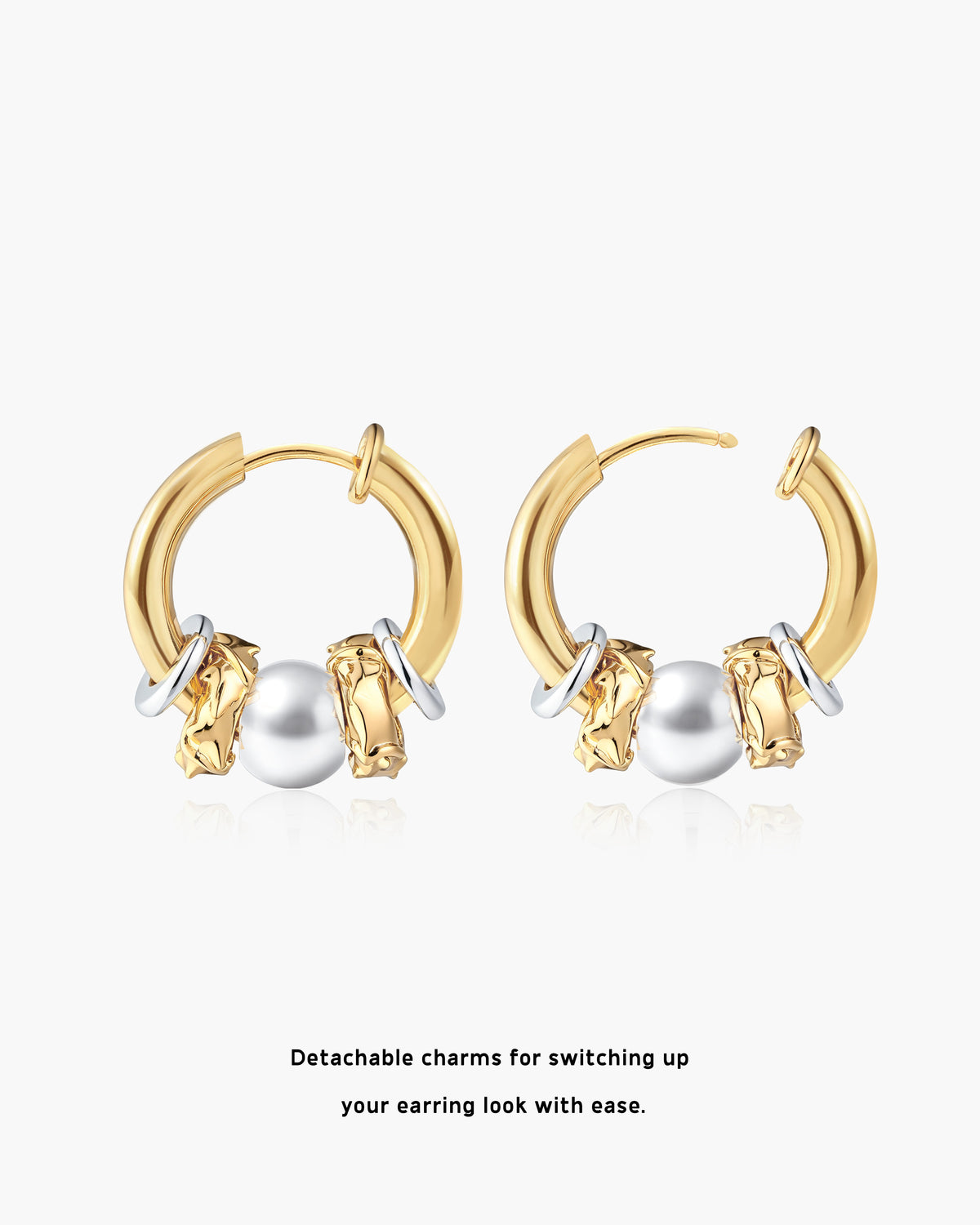 Rosa Spike Charm Hoop Earrings in Gold - en route jewelry