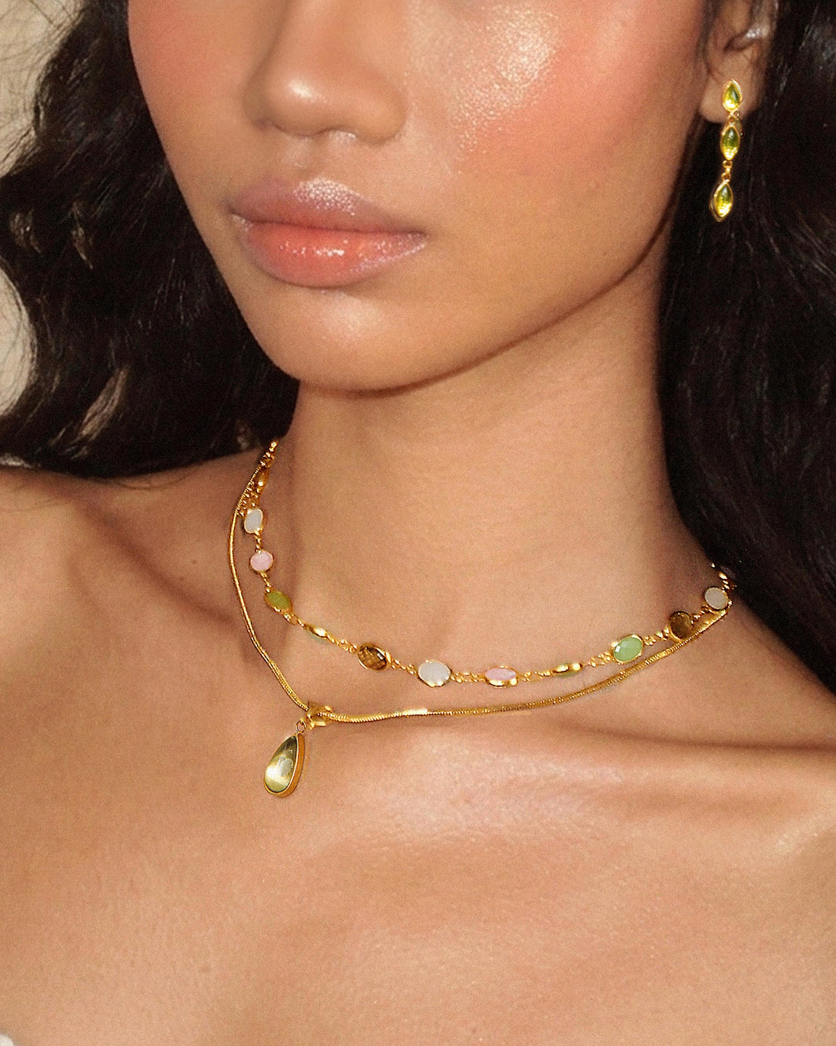 Waterdrop & Whimsical Romance Stone Necklace Set - En Route Jewelry