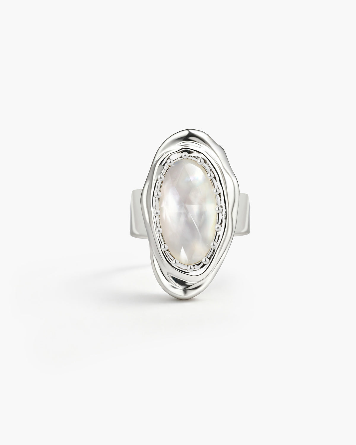 Crystal Cut Mother of Pearl Ring - en route jewelry