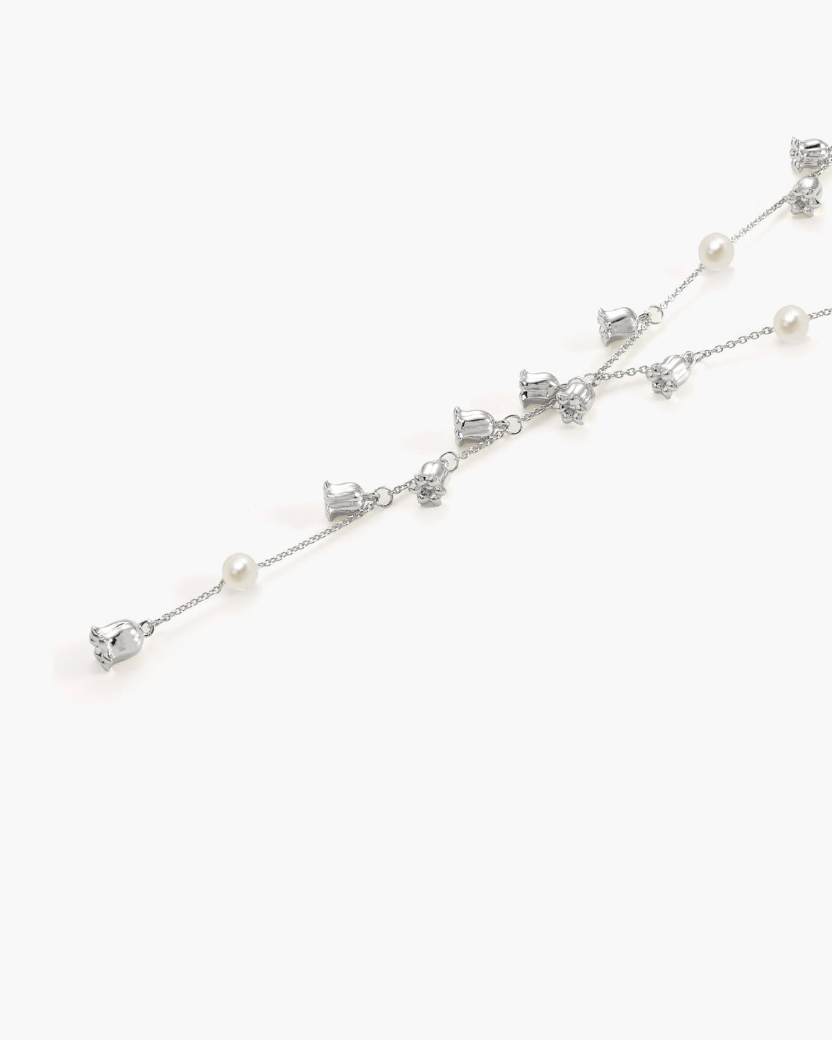 lily white jewellery Lily of the Valley Pearl Lariat Necklace in Silver | Romantic Pendants | en route