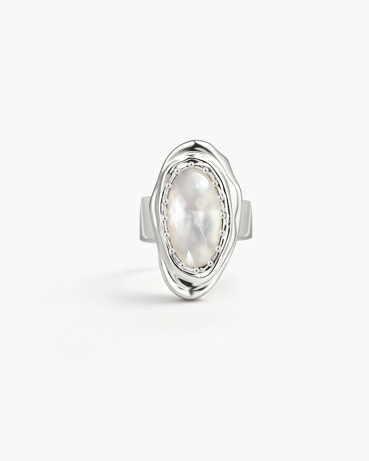 Crystal Cut Mother of Pearl Ring