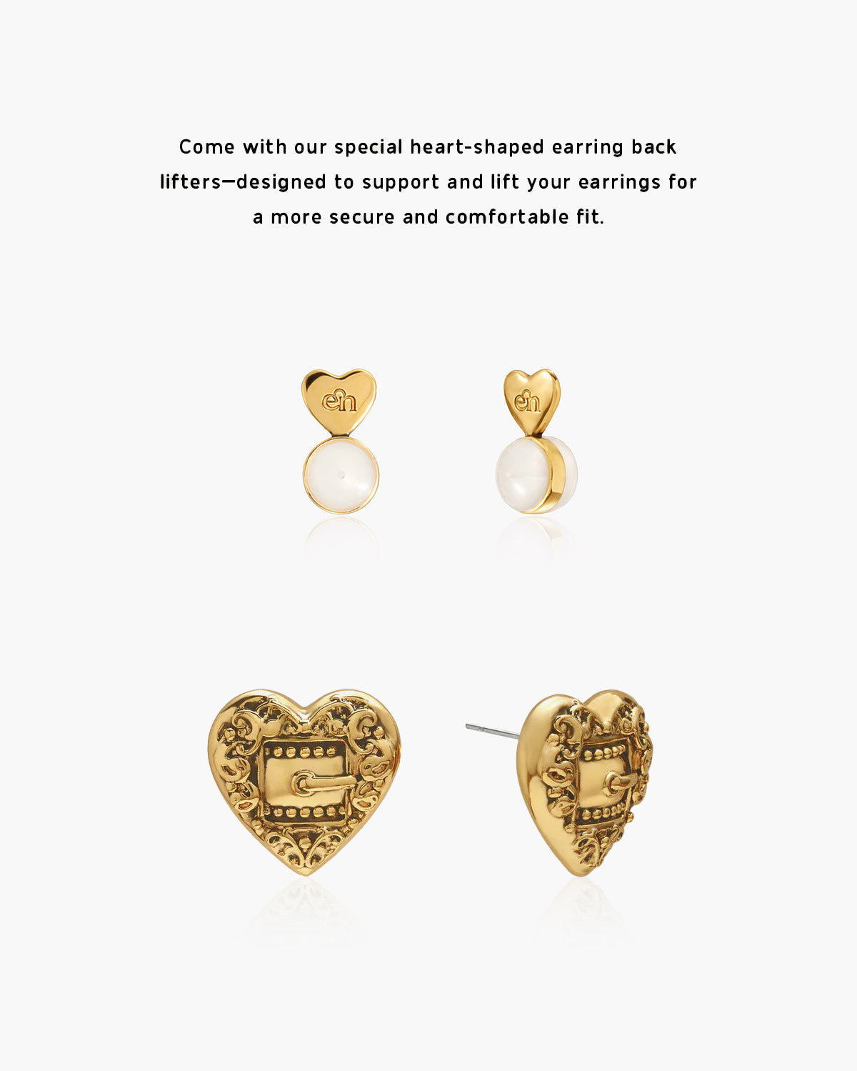 Belted Heart Stud Earrings - En Route Jewelry