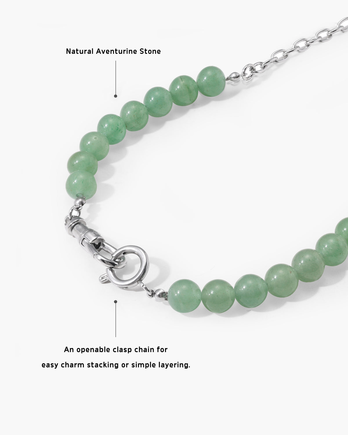 Green Aventurine Beaded Necklace with Charm Holder Clasp - En Route Jewelry