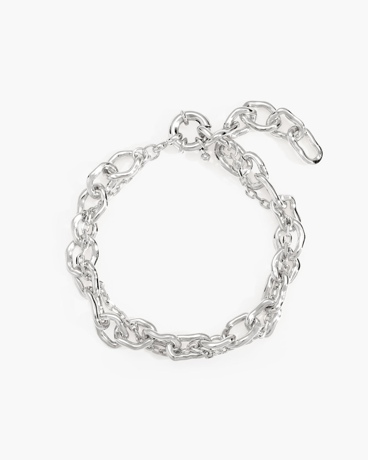 Molten Dual Chain Bracelet in Silver - en route jewelry