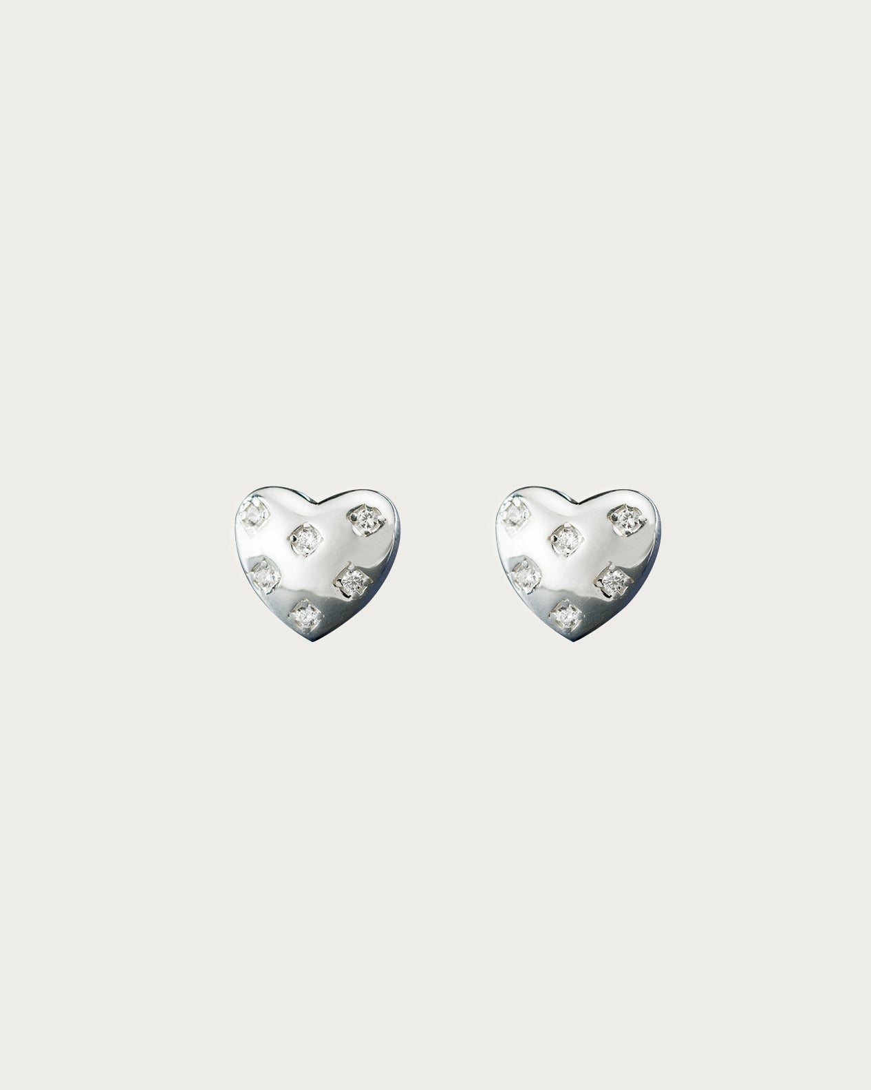 Juliette Heart Stud Earrings in Silver