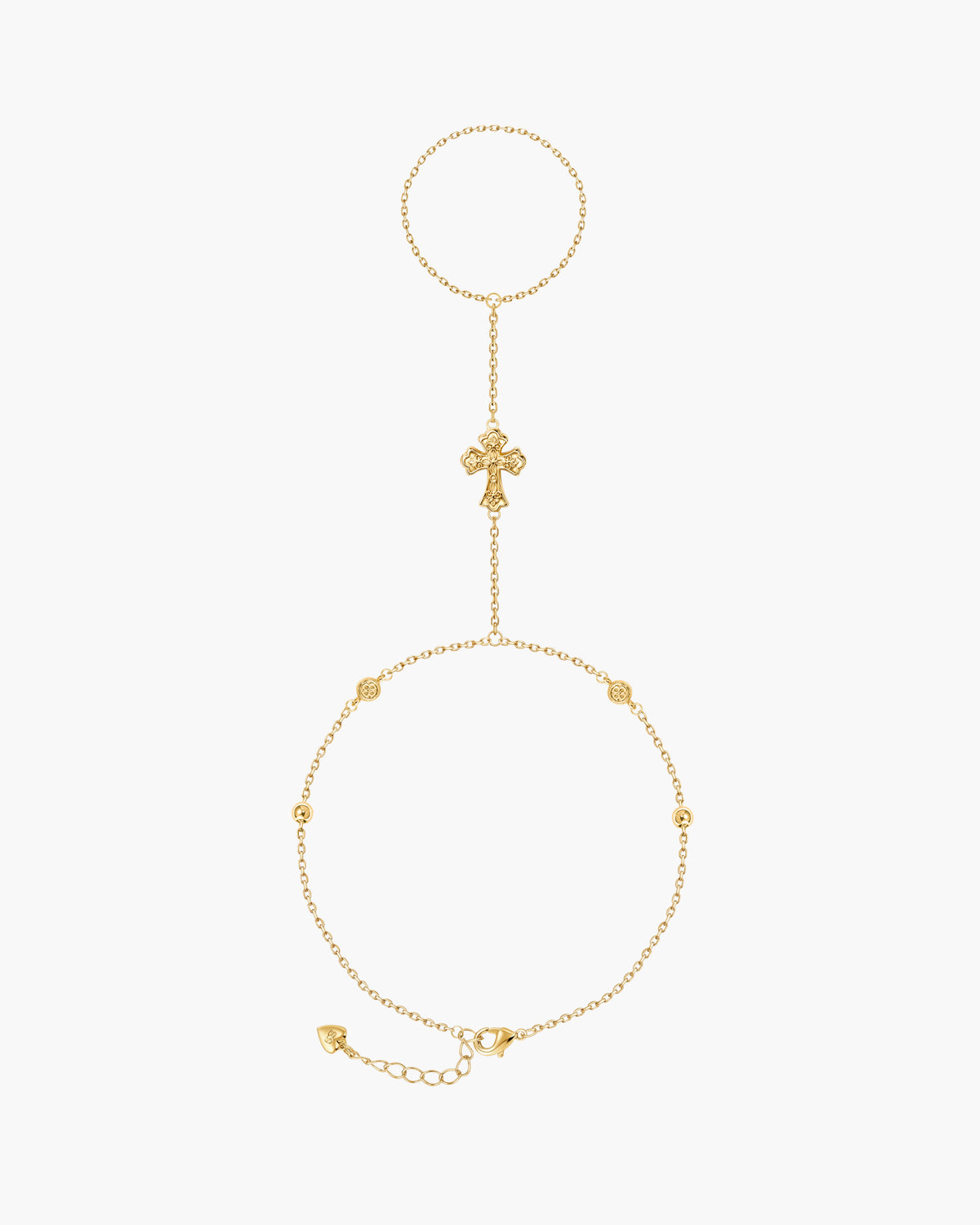 Relic Cross Charm Hand Chain in Gold