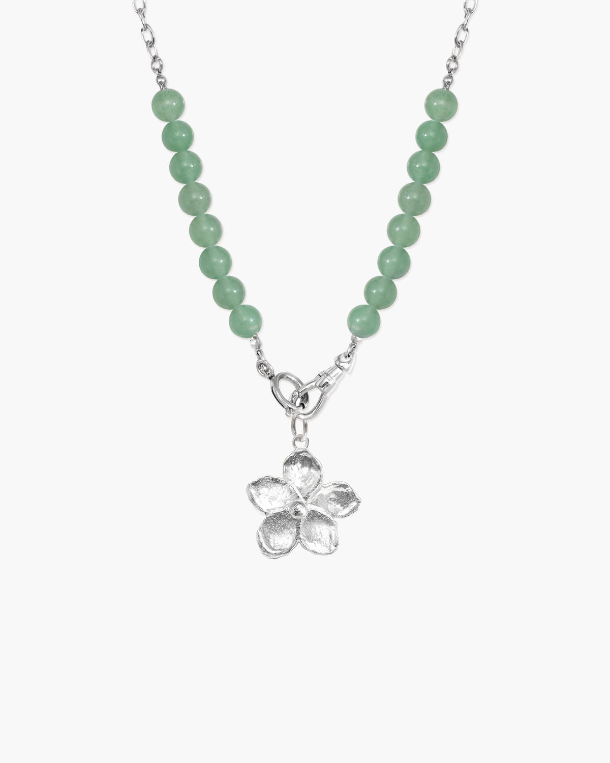 Green Aventurine Beaded Necklace with Charm Holder Clasp - En Route Jewelry