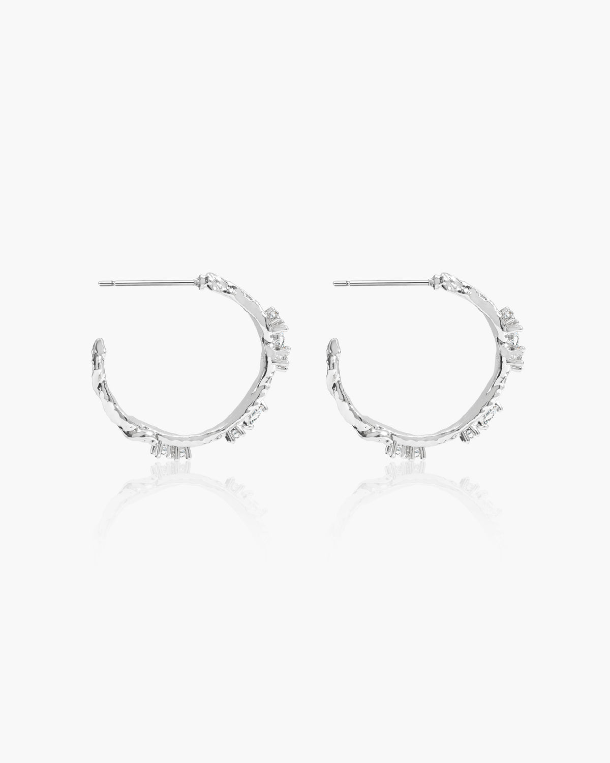 Moonlit Ivy Hoops Earrings in Silver - En Route Jewelry