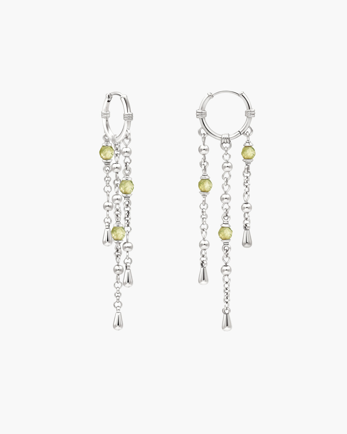 Olive Peridot Tassel Drop Earrings in Gold