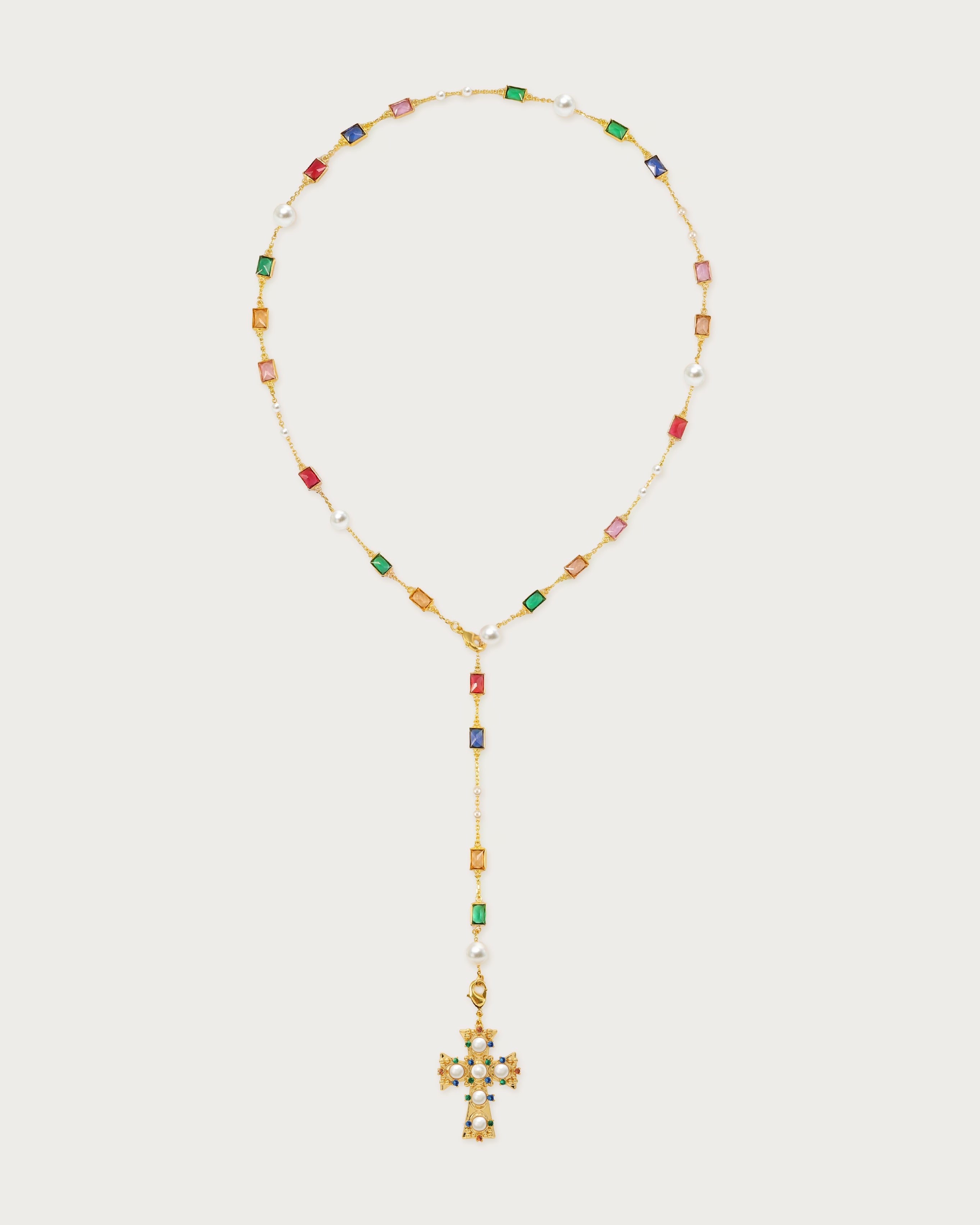 Collier Croix de Perles Amant d'Hélios