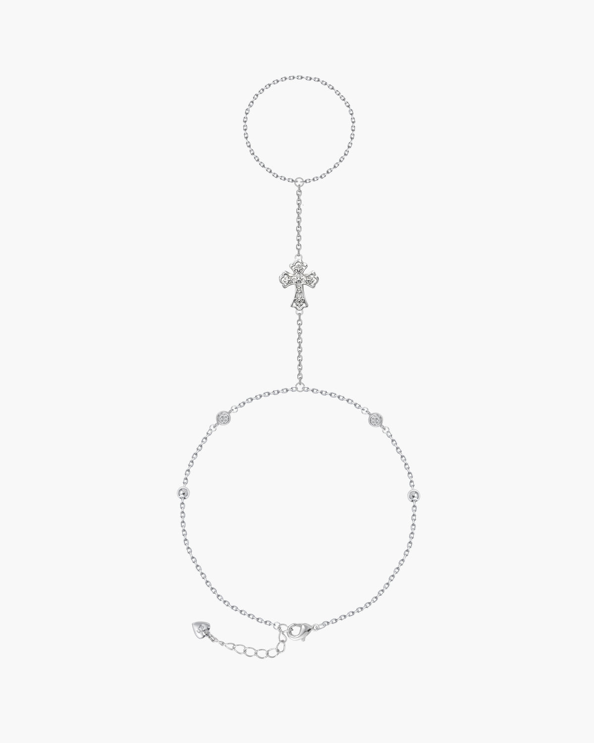 Cadena de mano con dije de cruz relicario