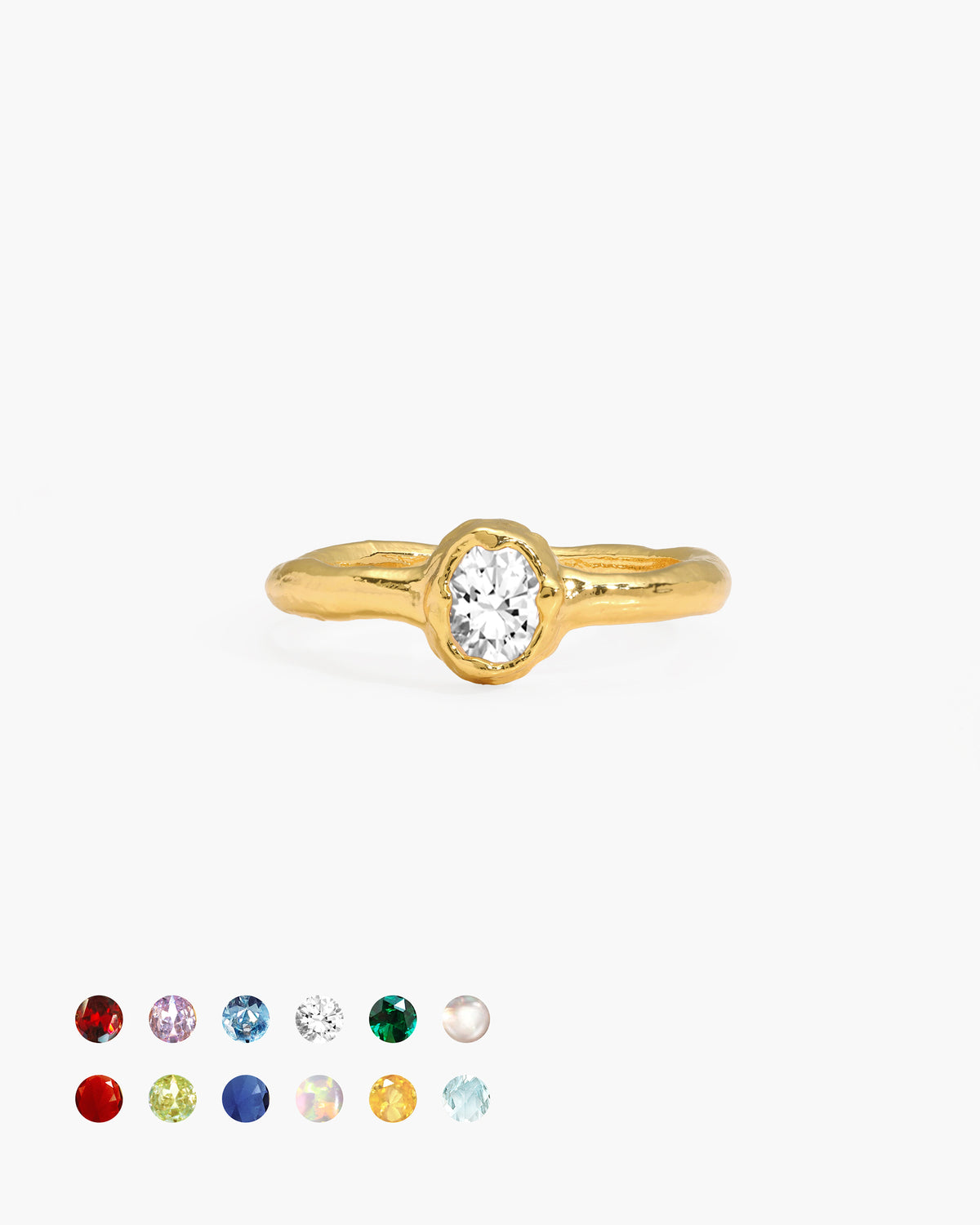 Anillo de piedra natal en oro - enero