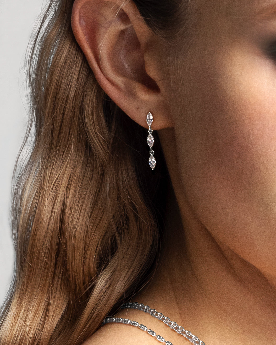 Pendientes Marquise de Cristal en Plata