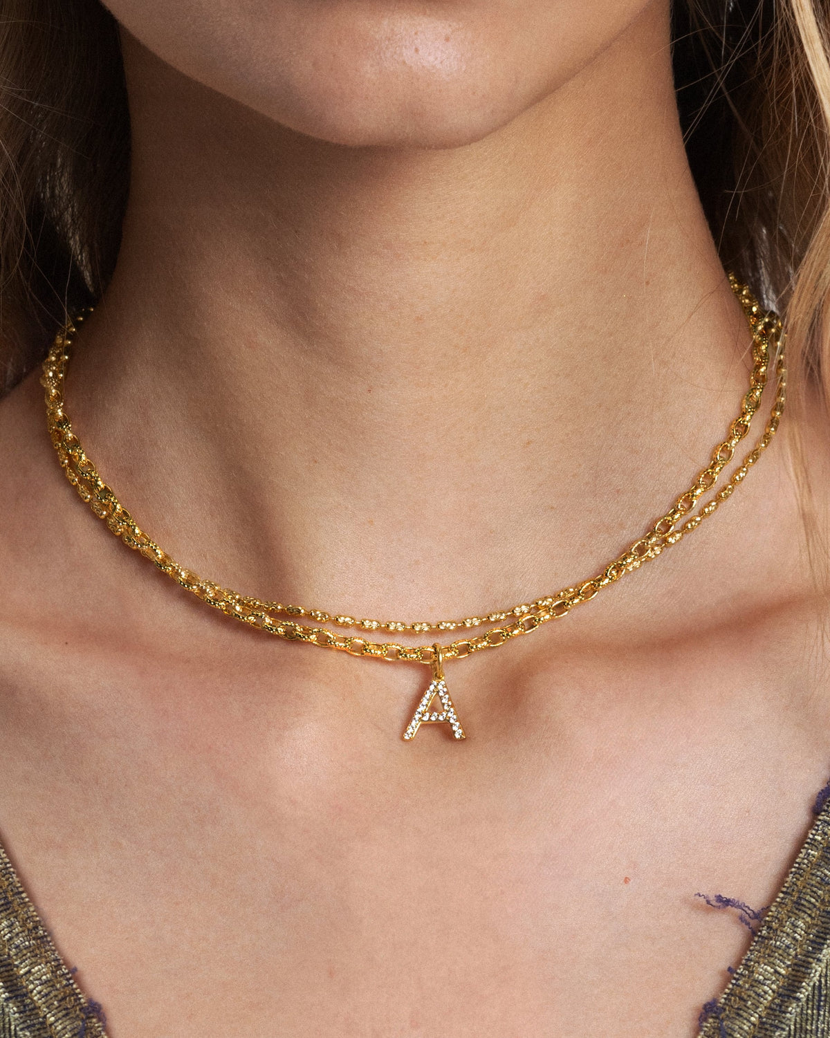 Pavé Initial Chain Necklace - en route jewelry