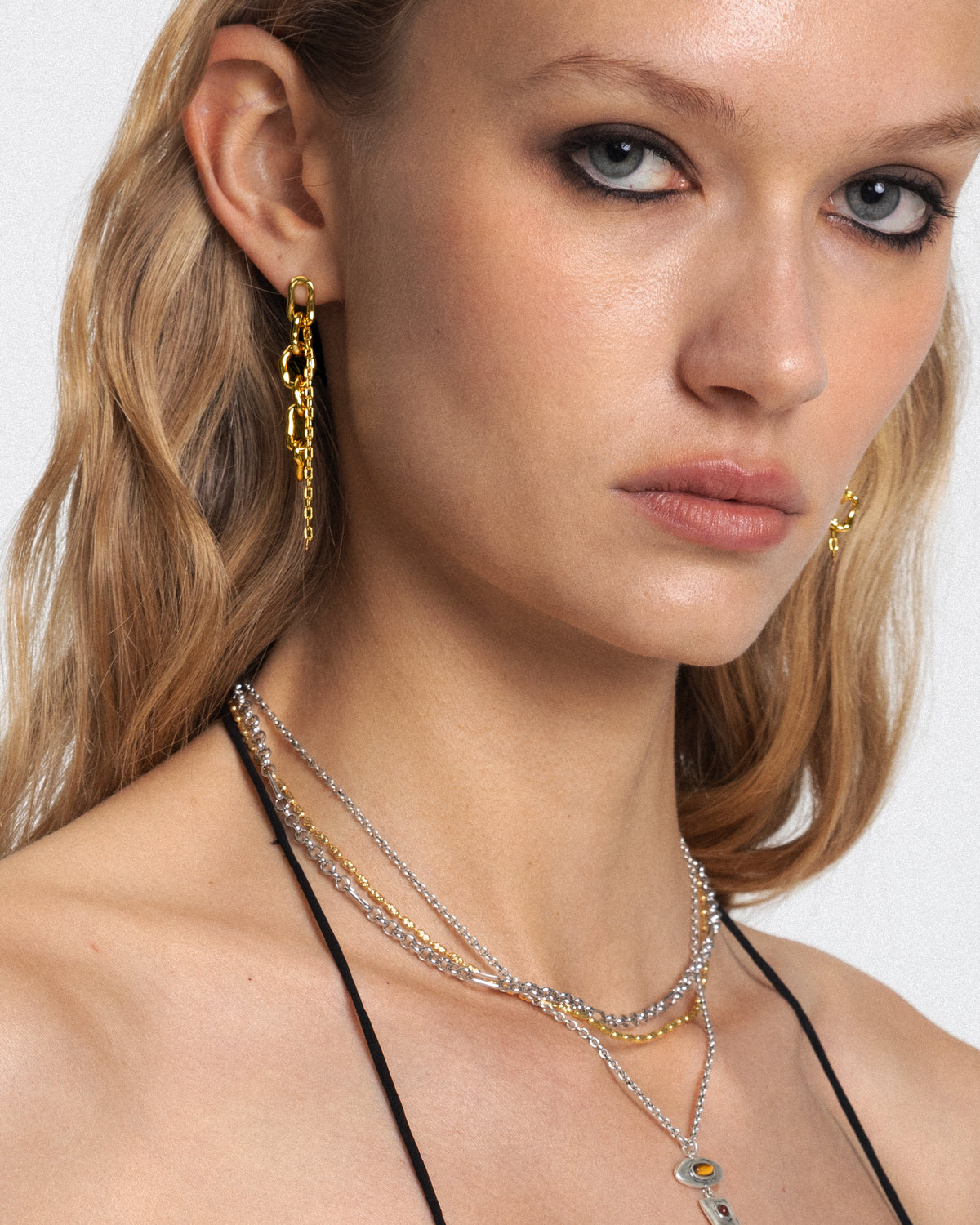 Molten Dual Chain Drop Earrings in Gold - en route jewelry