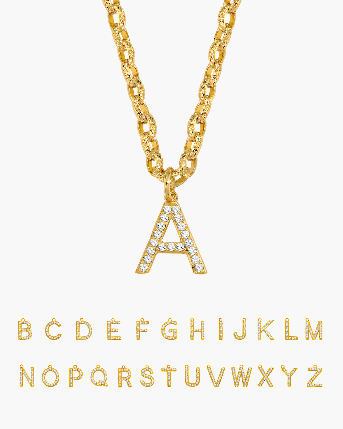 Pavé Initial Chain Necklace - en route jewelry