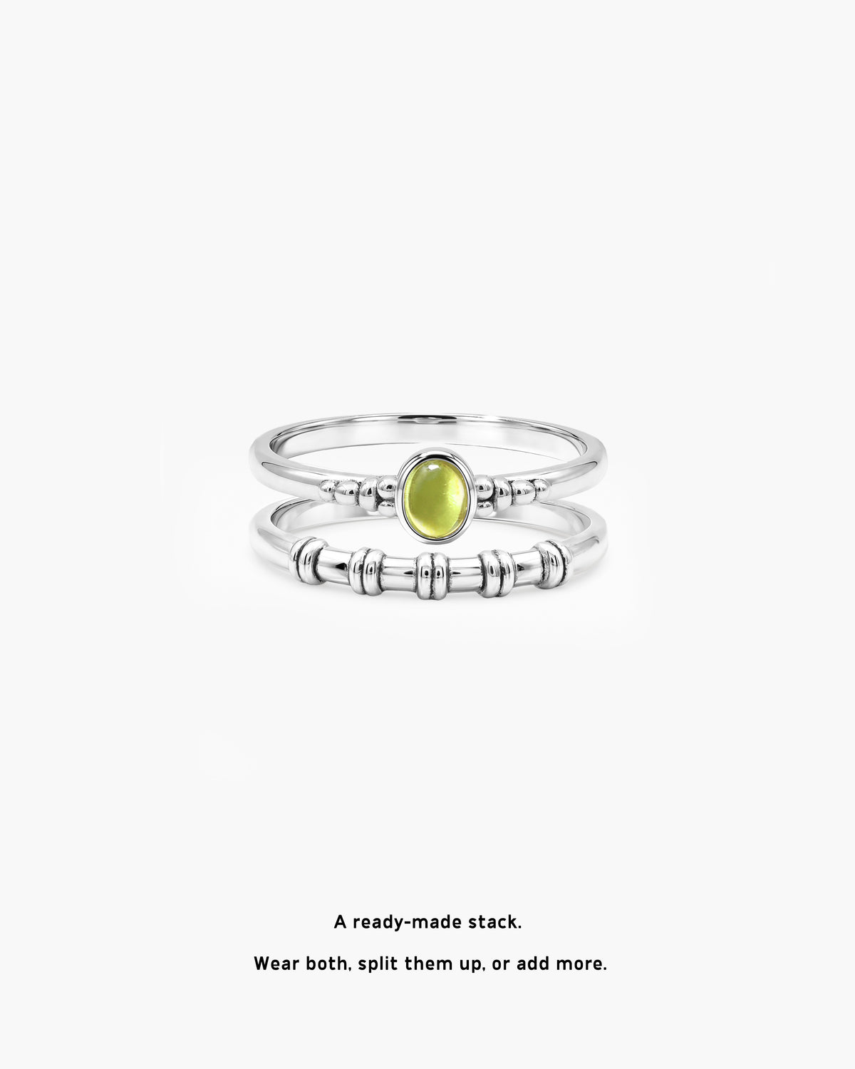 Peridot Ring Set in Silver - en route jewelry