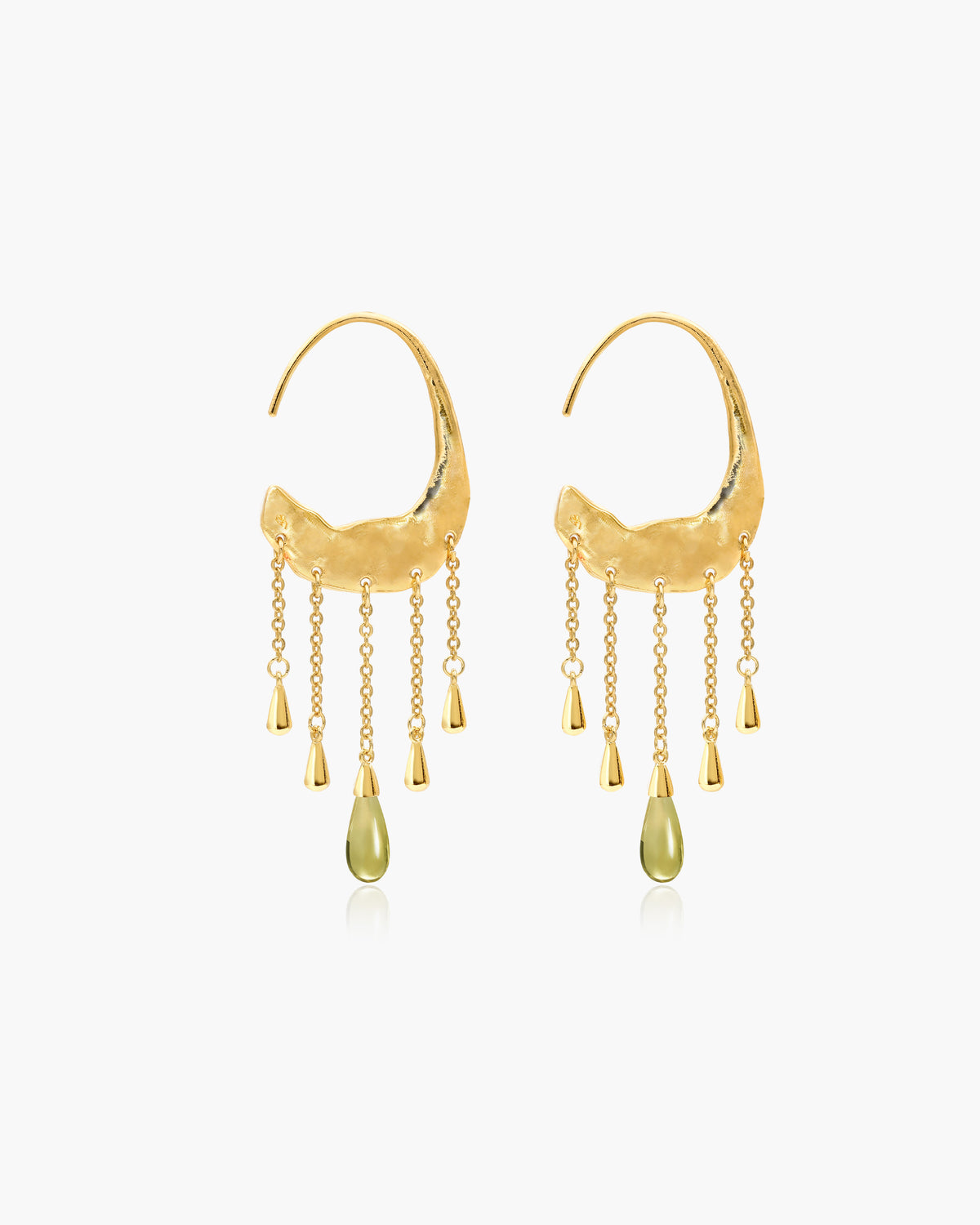 Crescent Tassel Drop Earrings in Gold