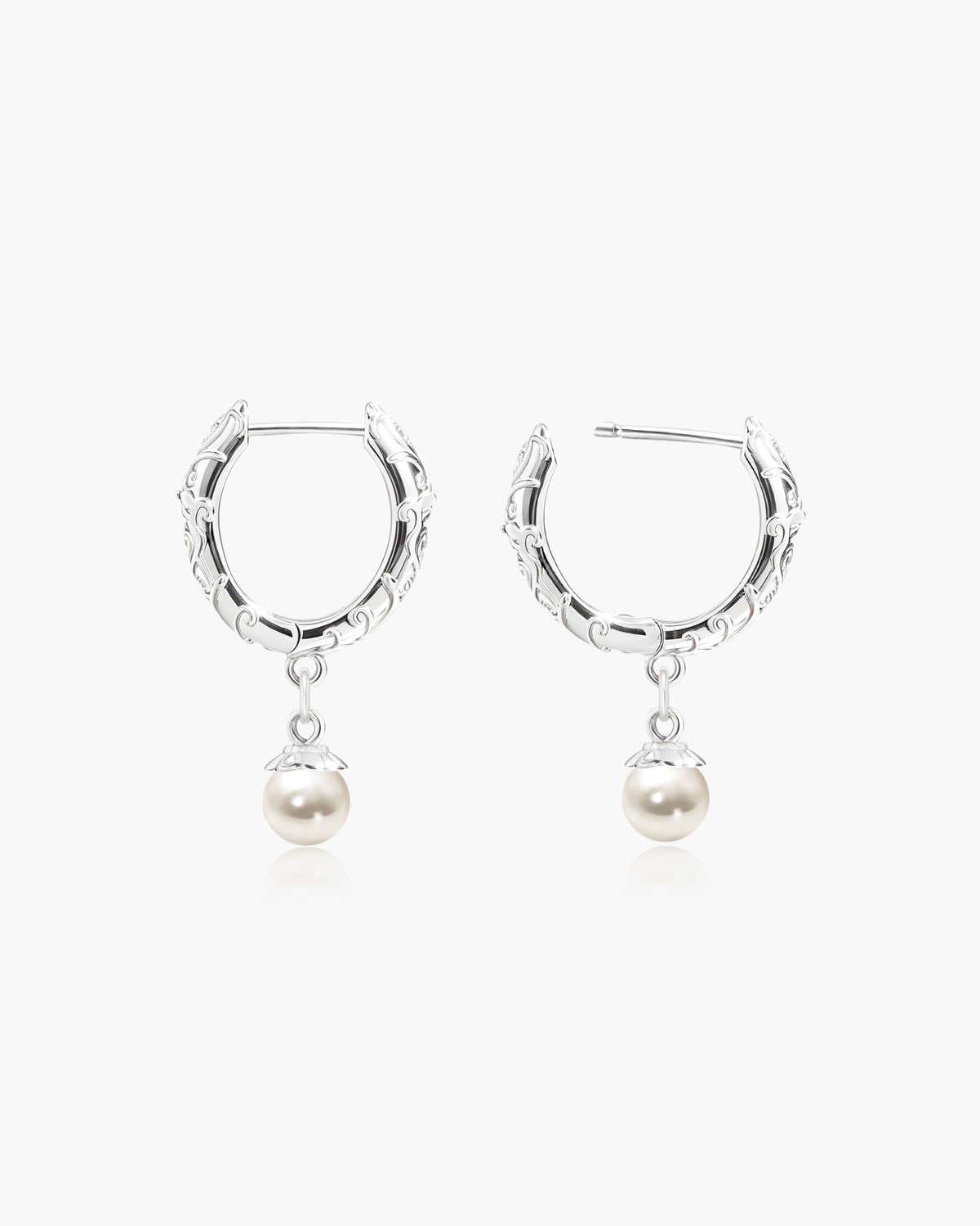 Serenade of Orchid Pearl Hoops in Silver