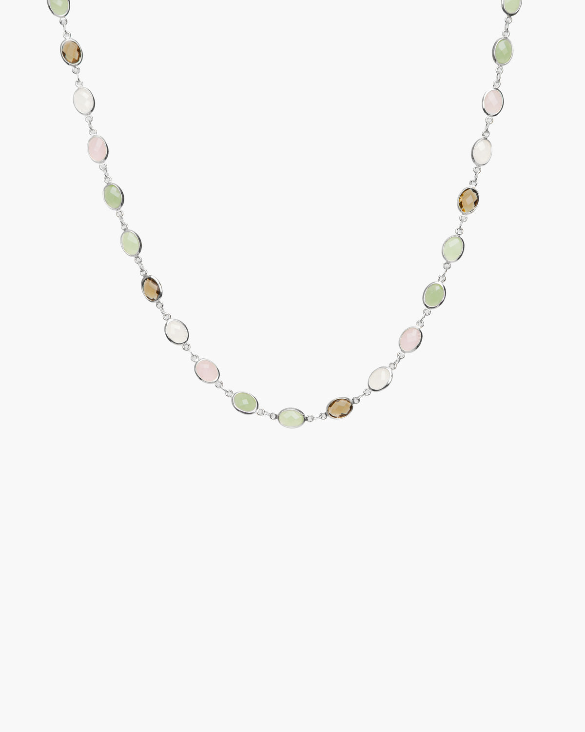 Whimsical Romance Stone Necklace in Silver