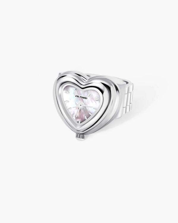City Heart Watch Ring in Silver